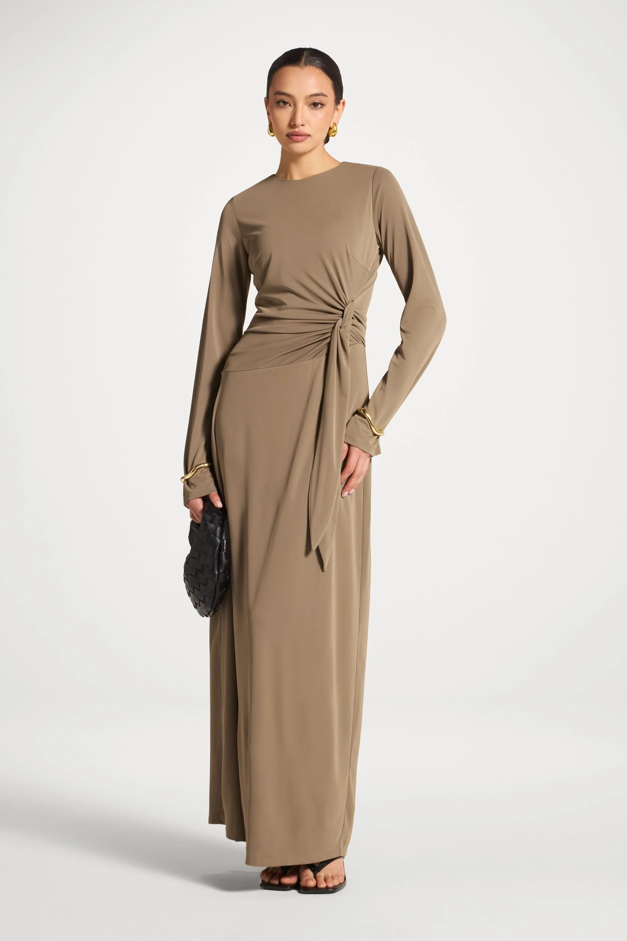 Side Tie Maxi Dress - Vetiver - Image 3