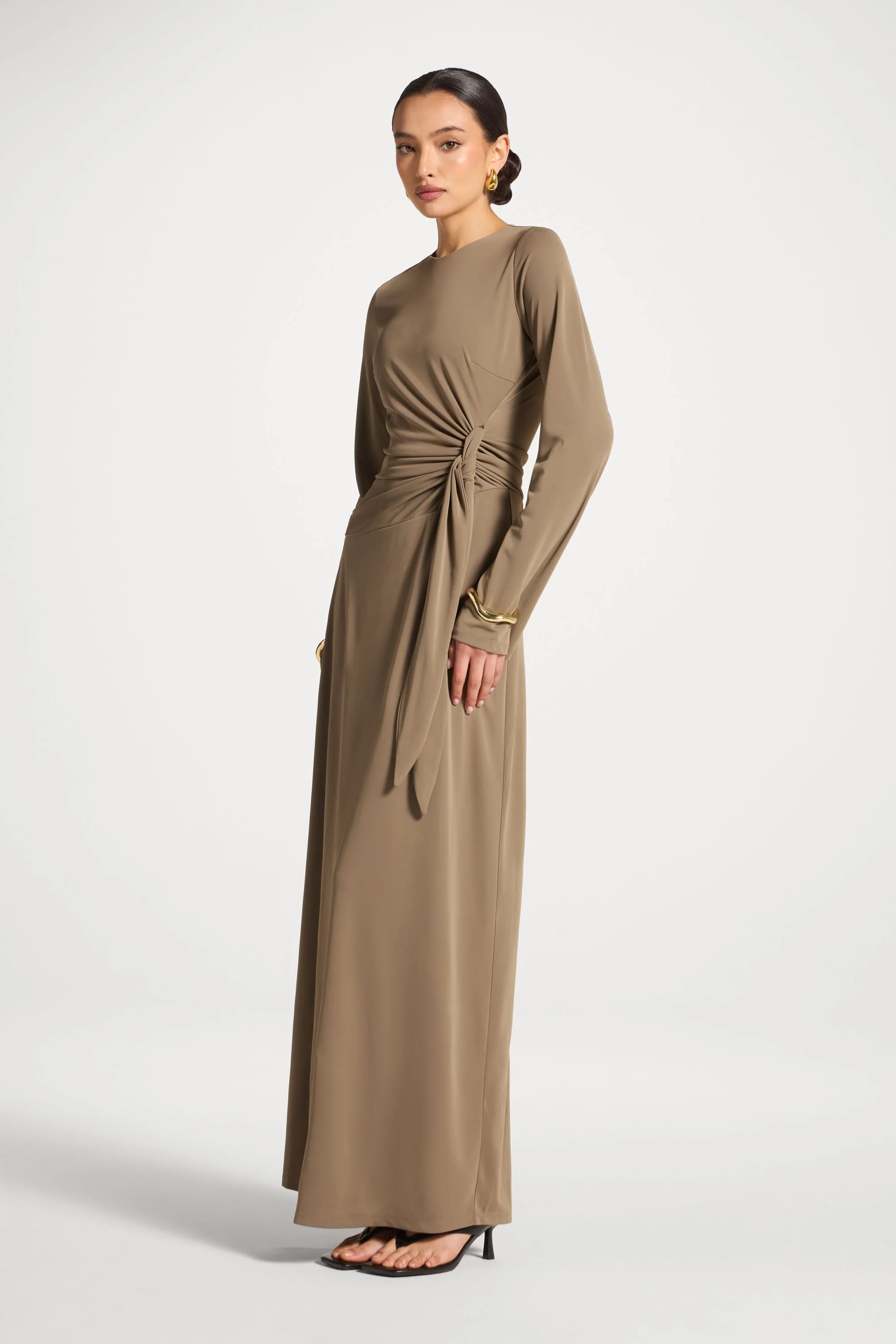 Side Tie Maxi Dress - Vetiver - Image 5