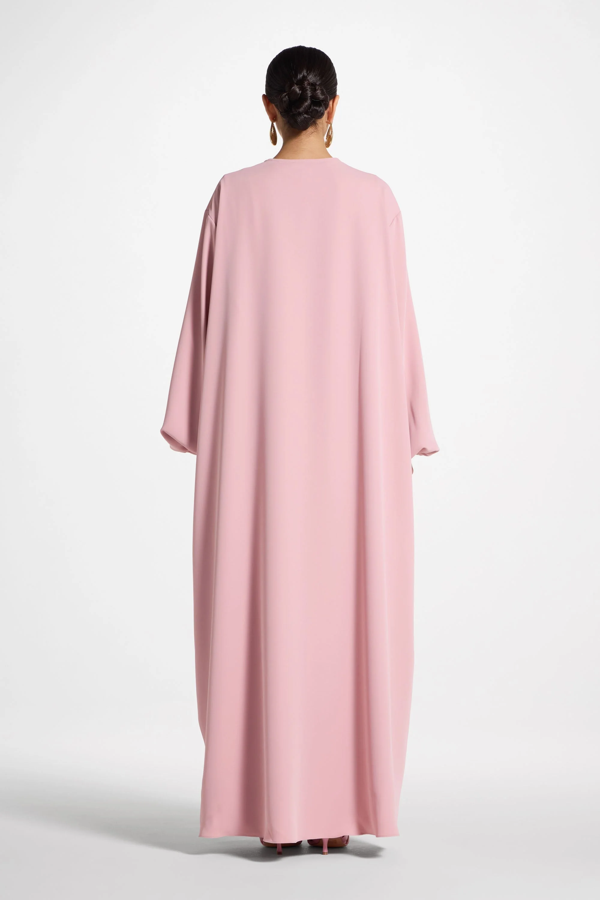 Signature Balloon Sleeve Open Abaya - Dark Pink - Image 7