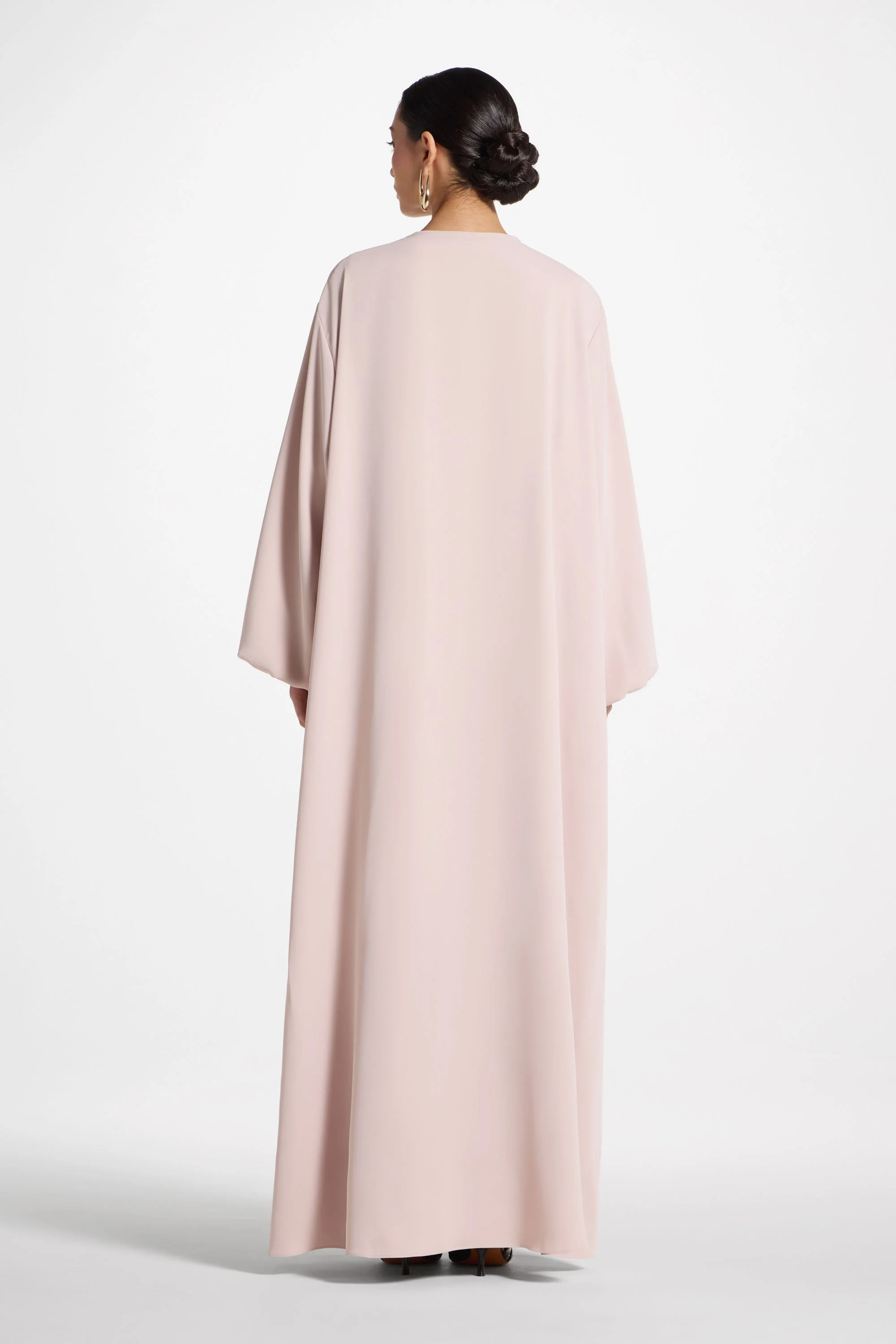 Signature Balloon Sleeve Open Abaya - Mink - Image 10