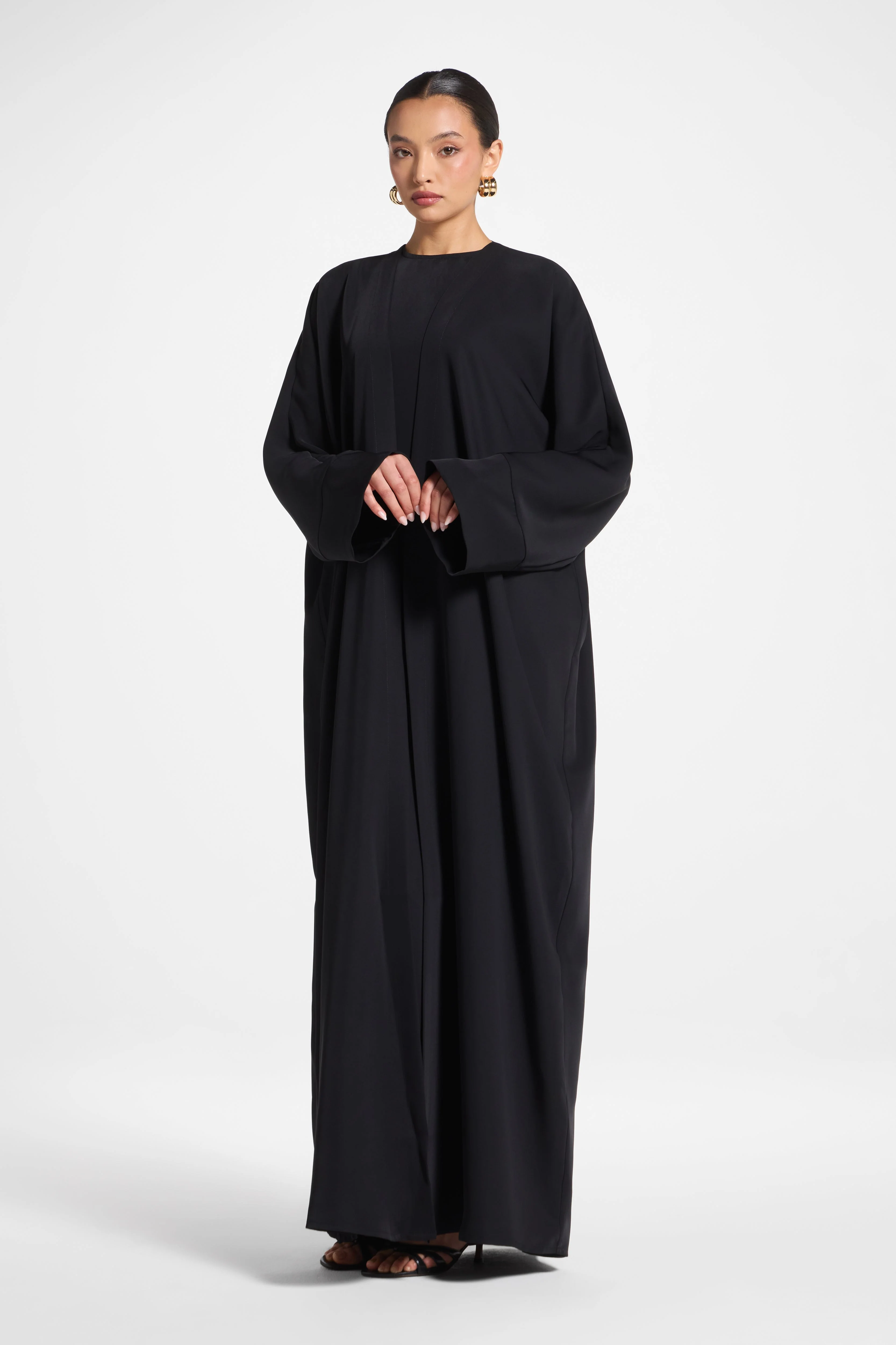 Signature Open Abaya - Black - Image 2