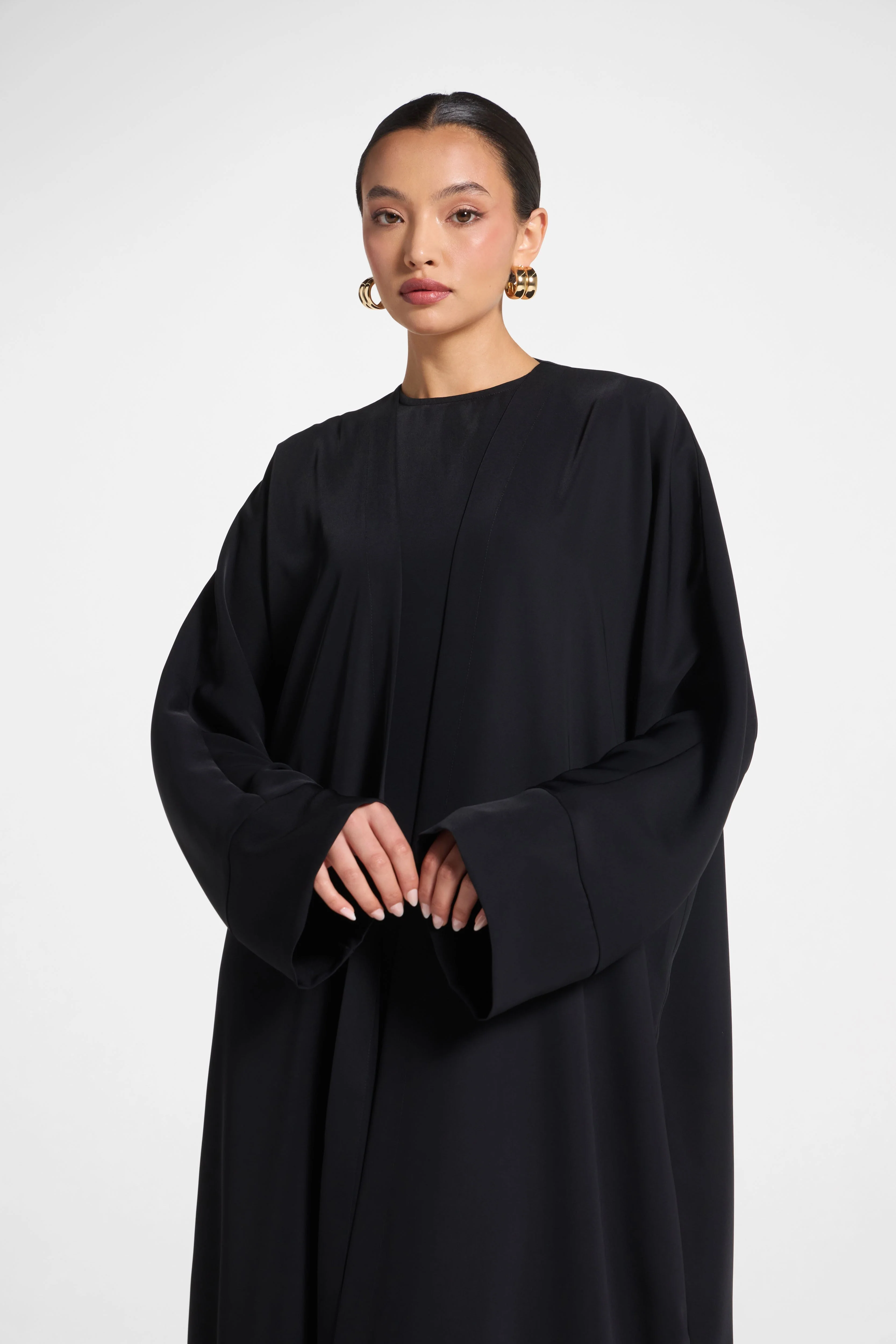Signature Open Abaya - Black - Image 4