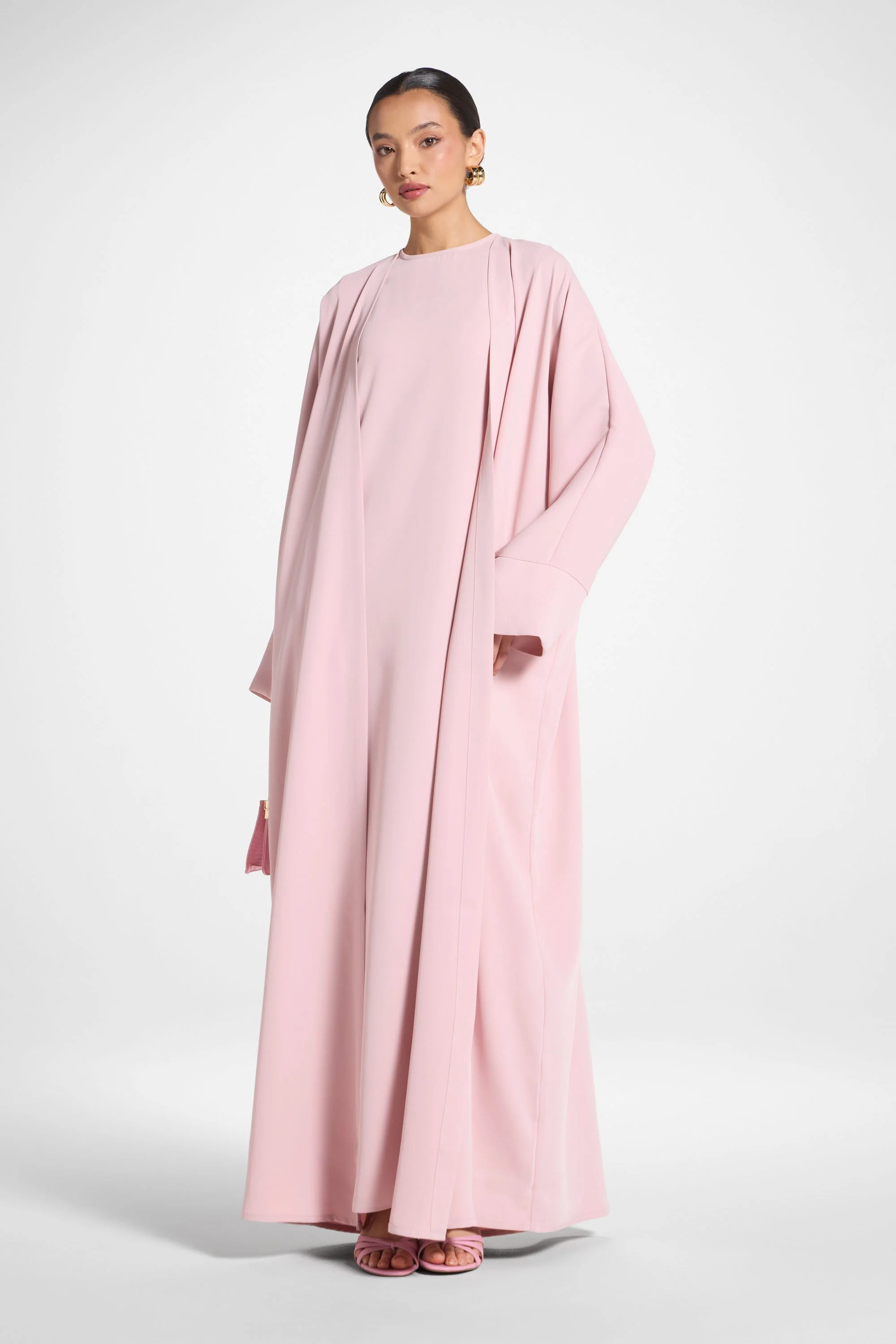 Signature Open Abaya - Pastel Pink - Image 2