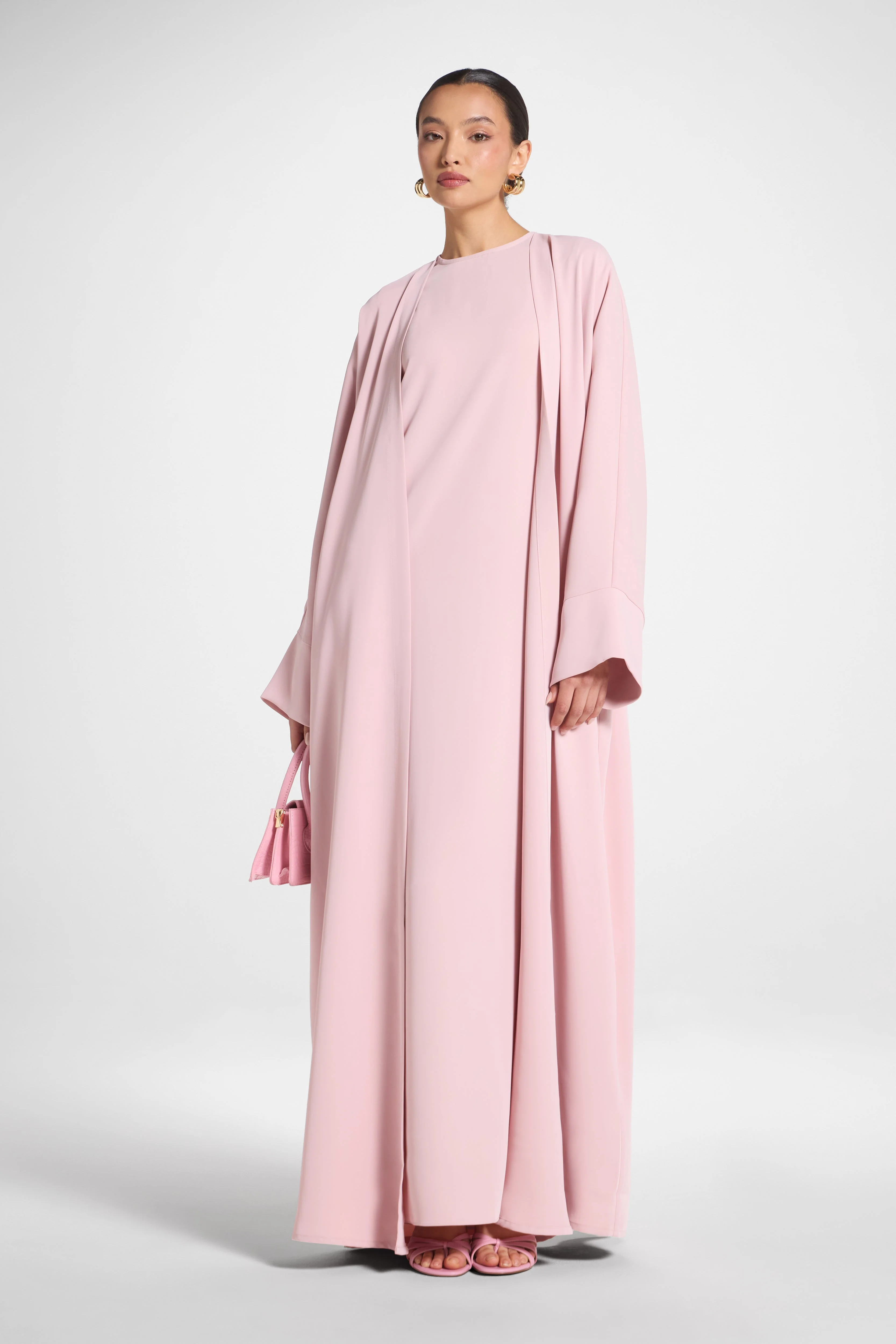 Signature Open Abaya - Pastel Pink - Image 3