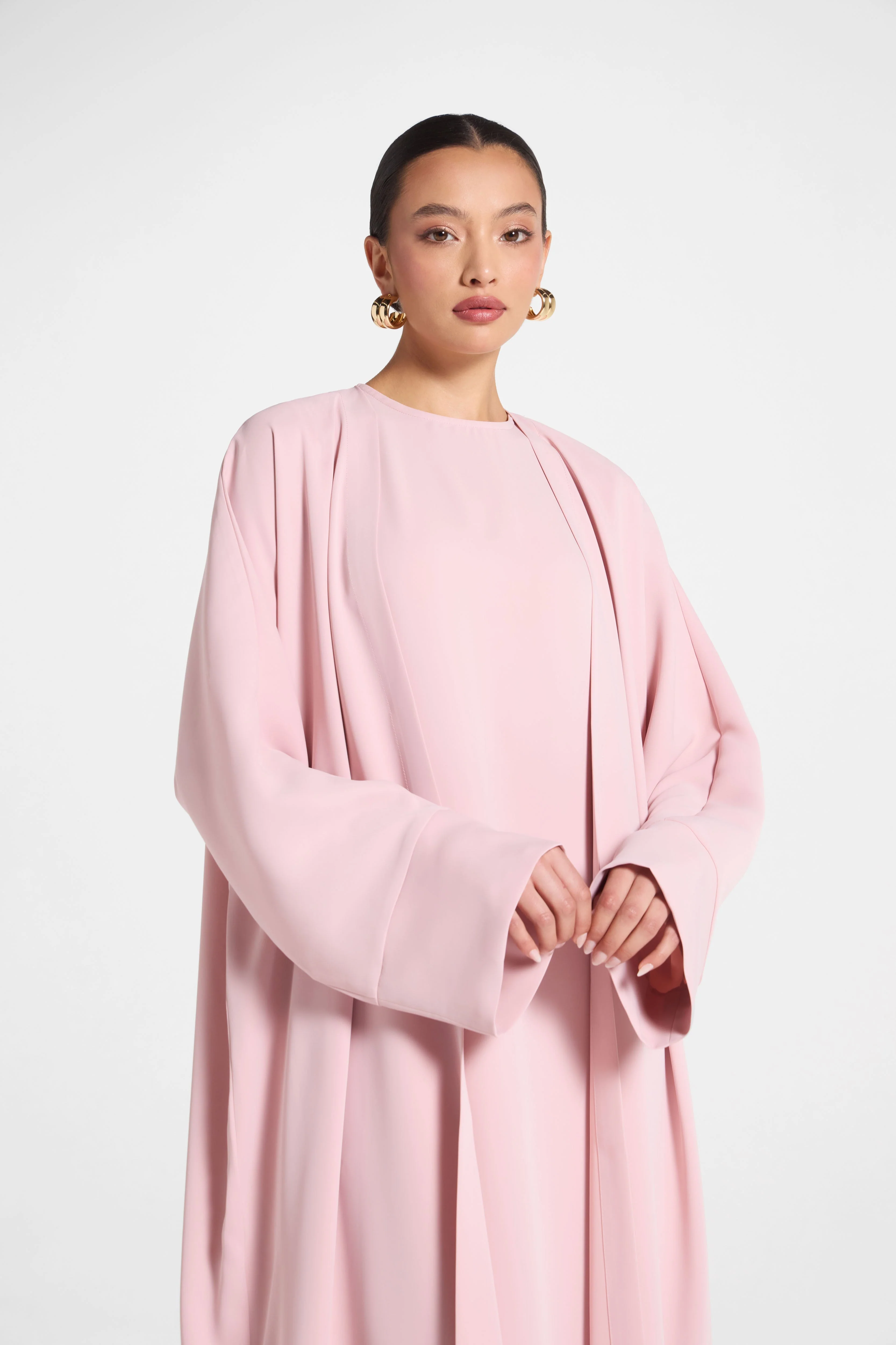 Signature Open Abaya - Pastel Pink - Image 4