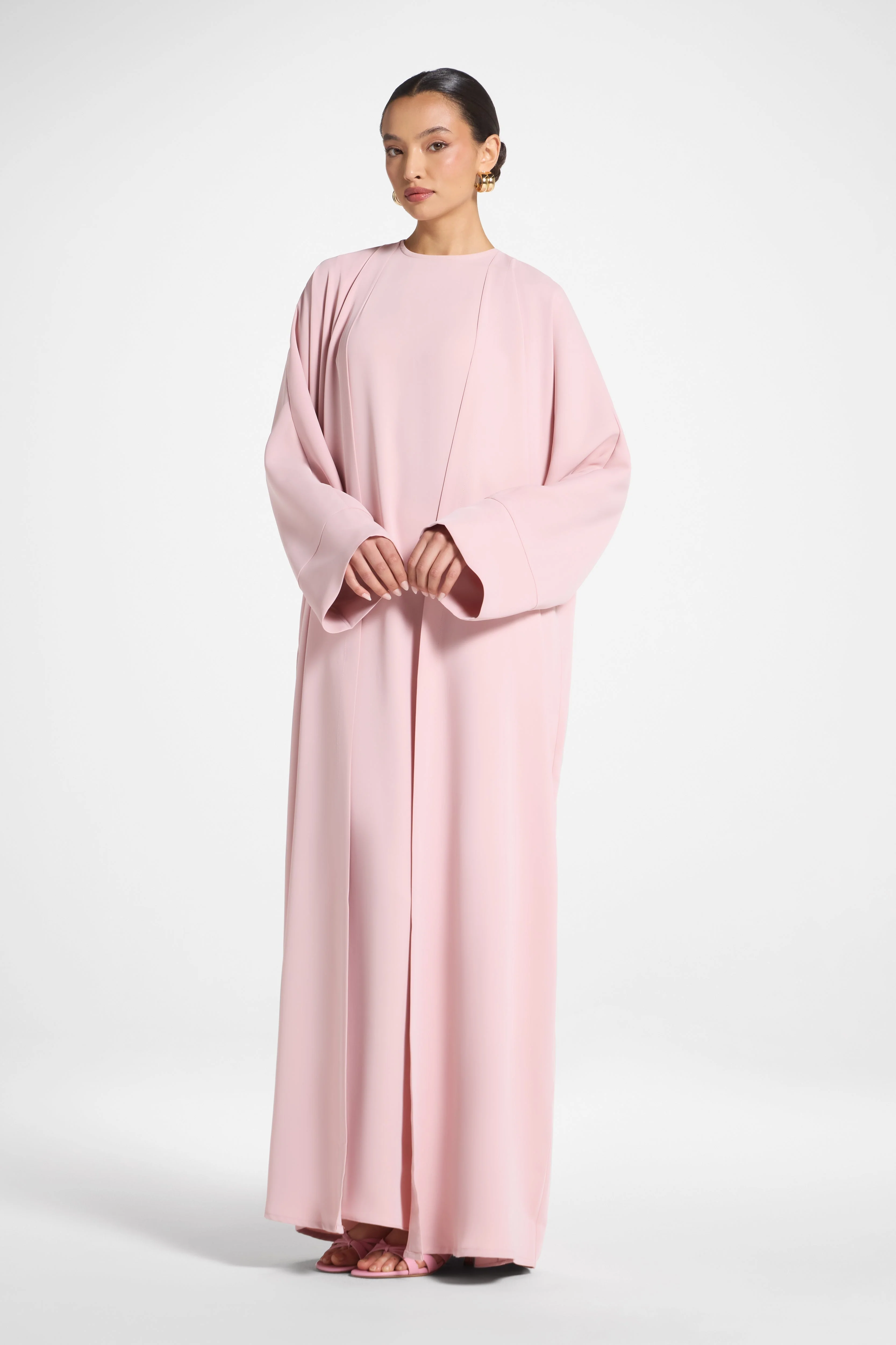Signature Open Abaya - Pastel Pink - Image 6