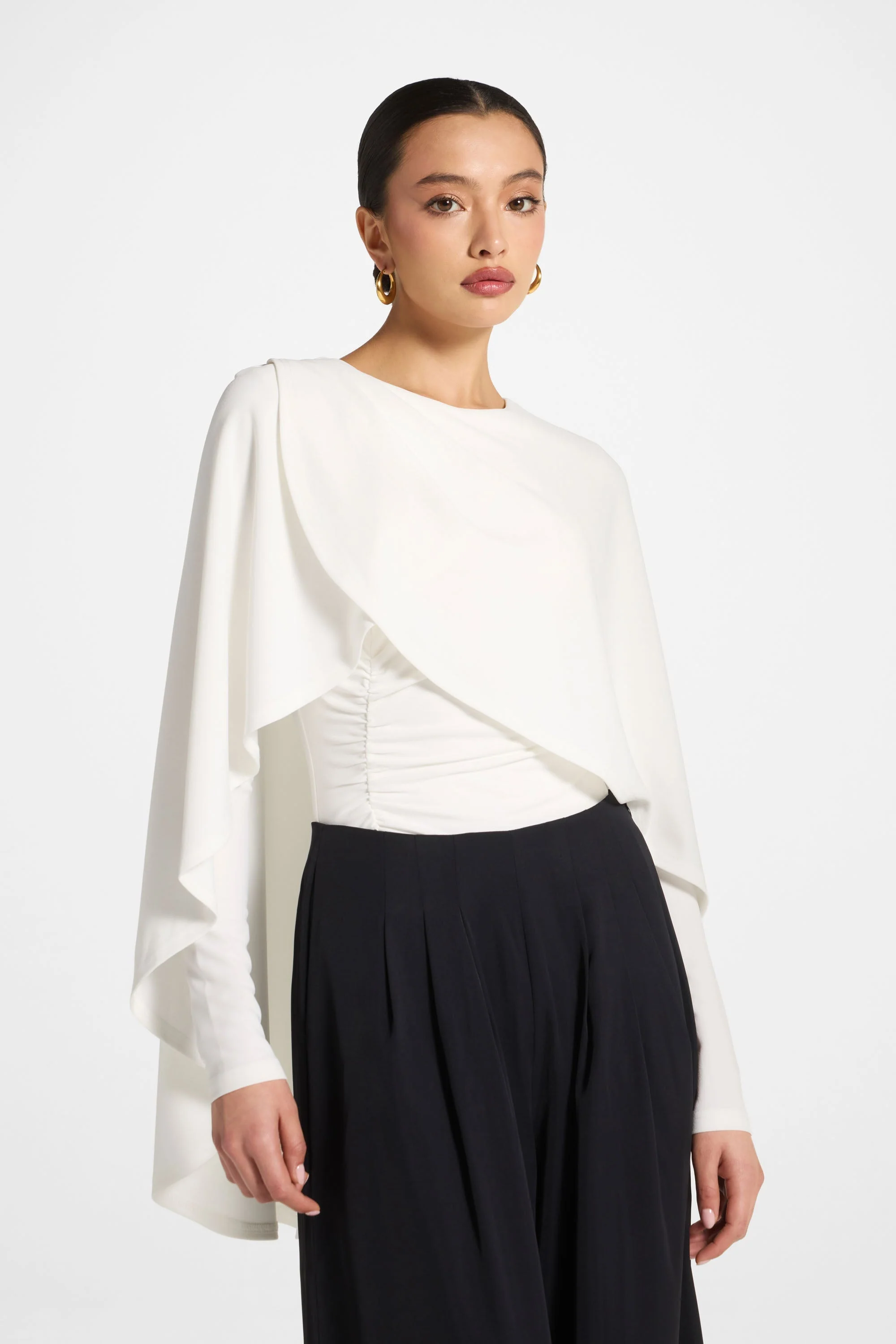Signature Stretch Cape Bodysuit - White - Image 3