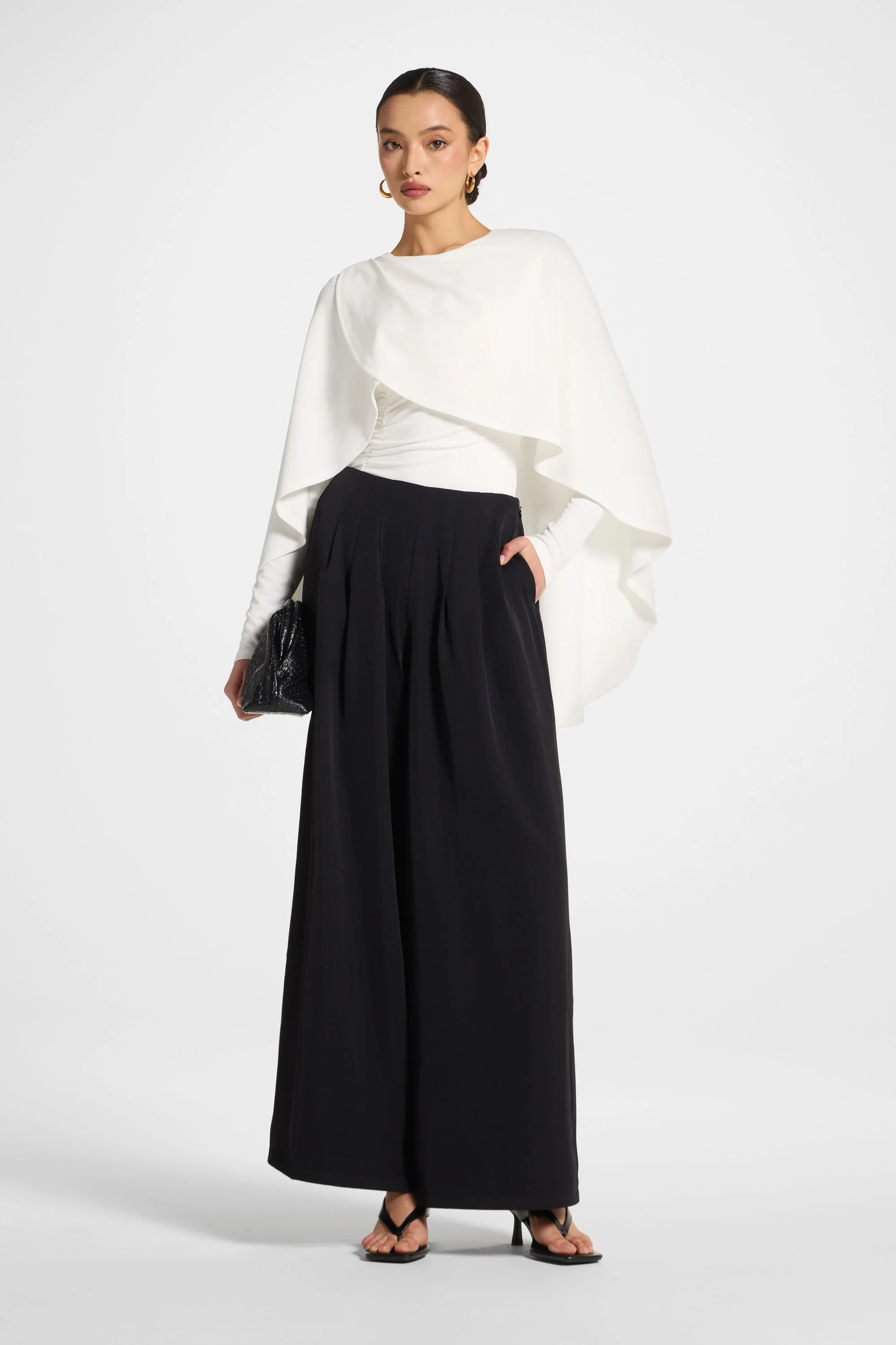 Signature Stretch Cape Bodysuit - White - Image 4