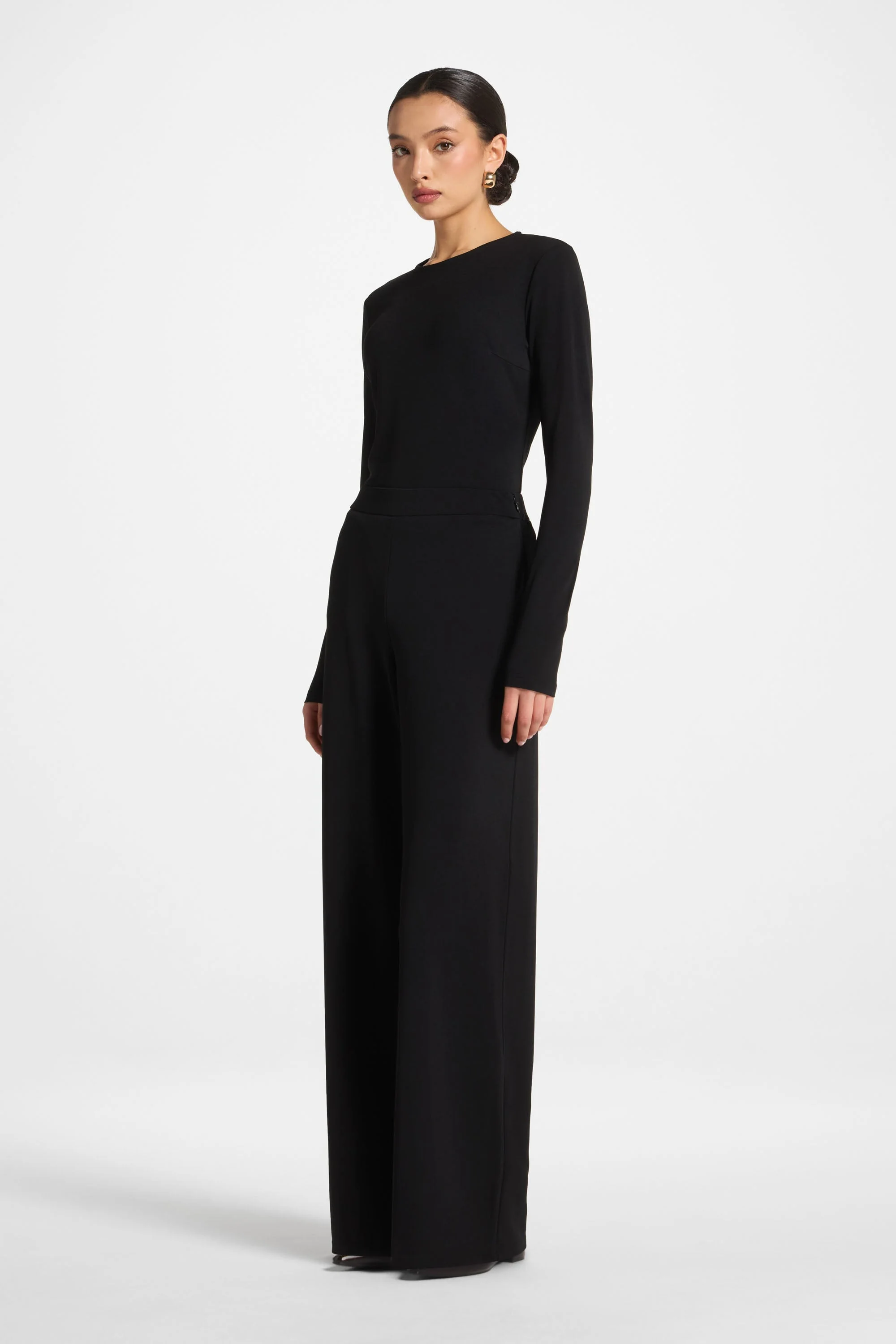 Signature Stretch Wide Leg Pants - Black - Image 3
