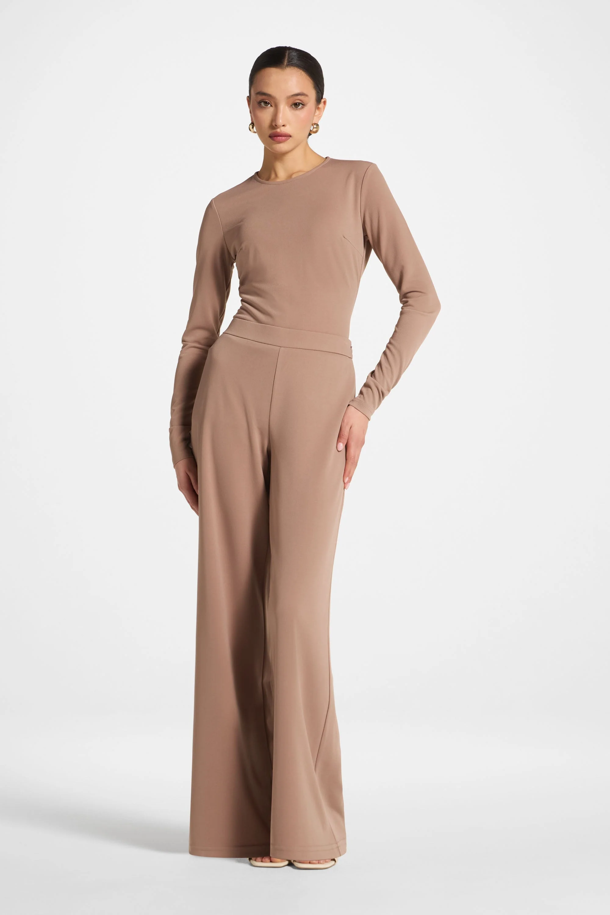 Signature Stretch Wide Leg Pants - Desert Mauve