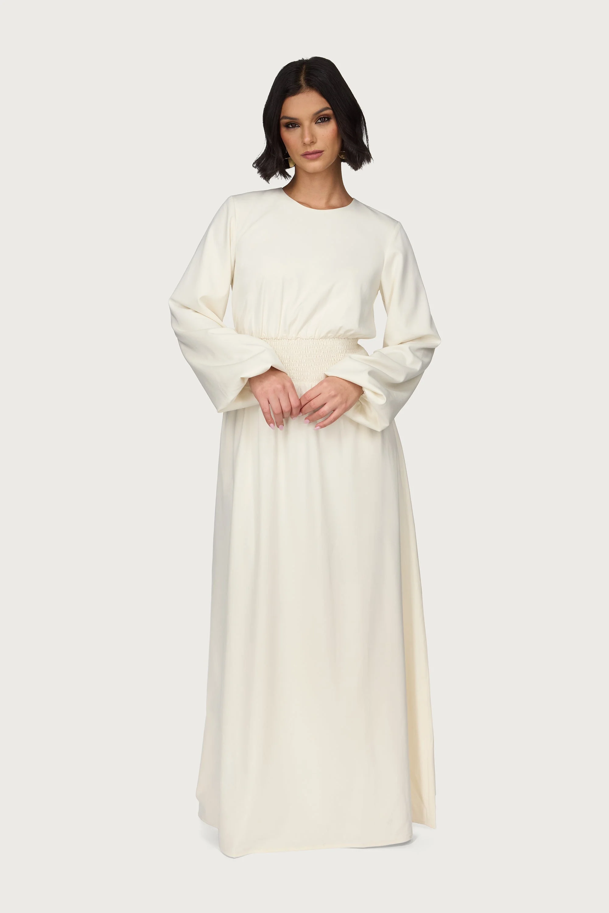 Smocked Waist Dress - Bone - Image 4