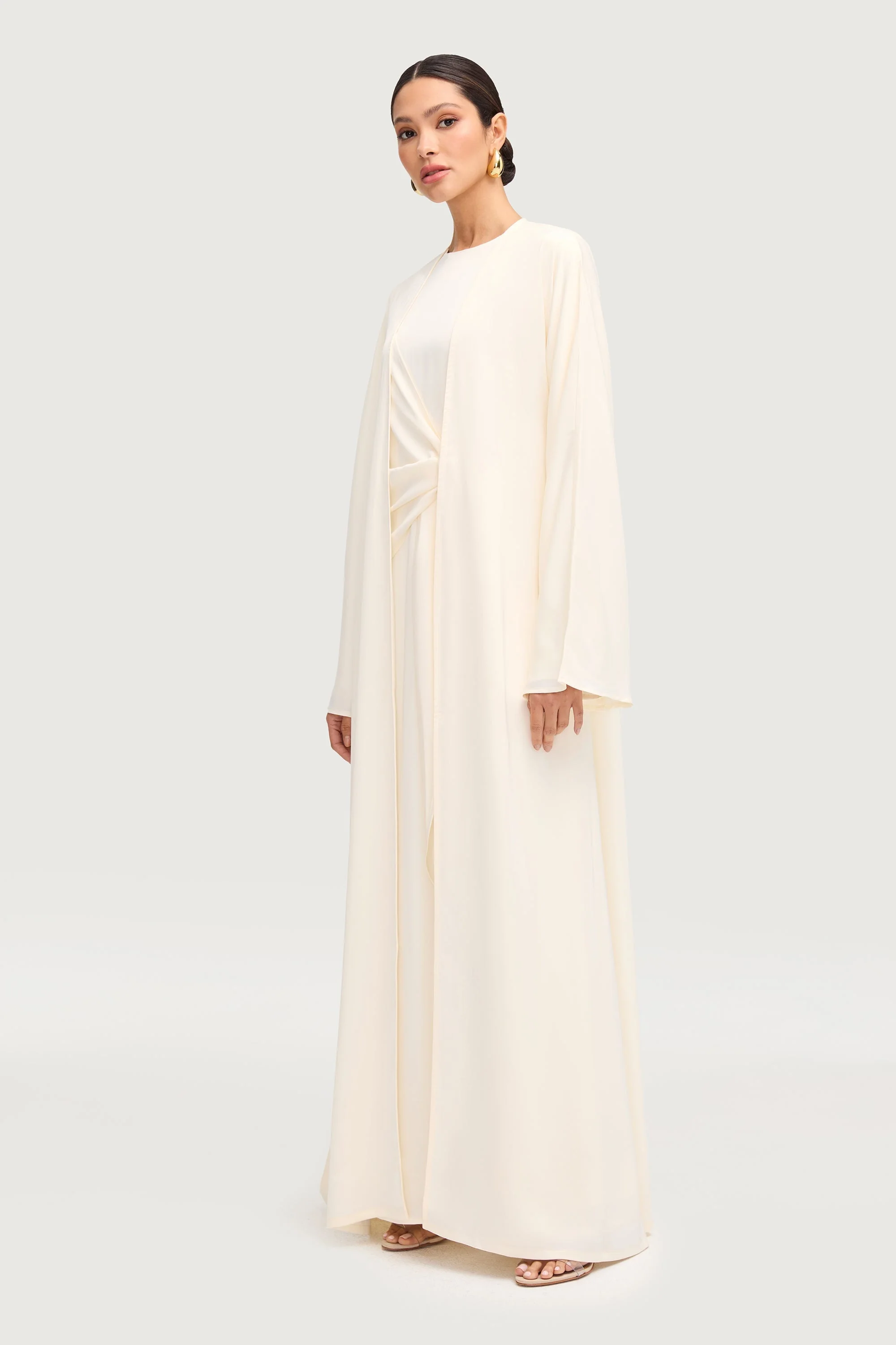 Sofia Open Abaya - Off White - Image 3