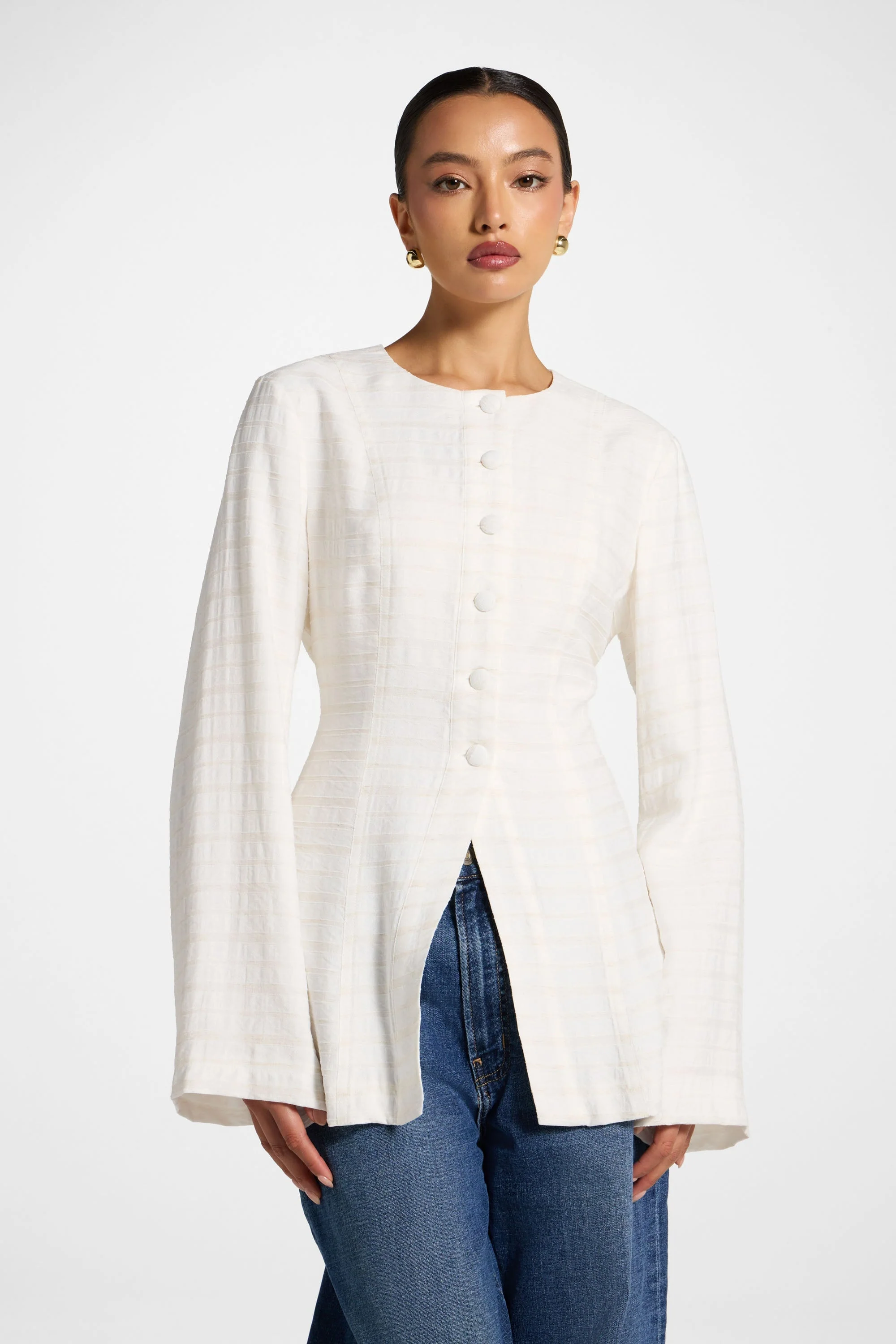 Alice Lace Up Back Top - Natural