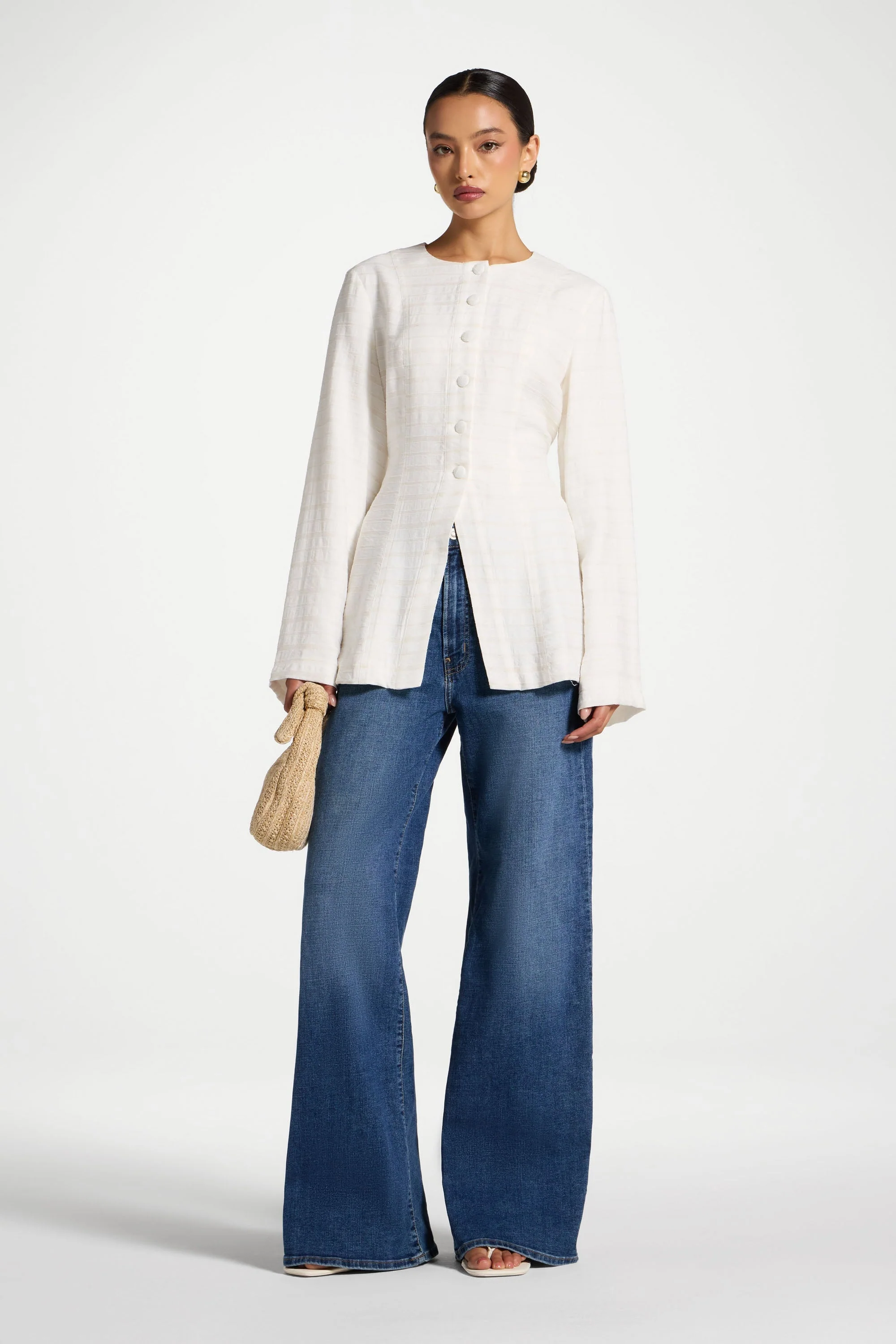 Alice Lace Up Back Top - Natural - Image 4