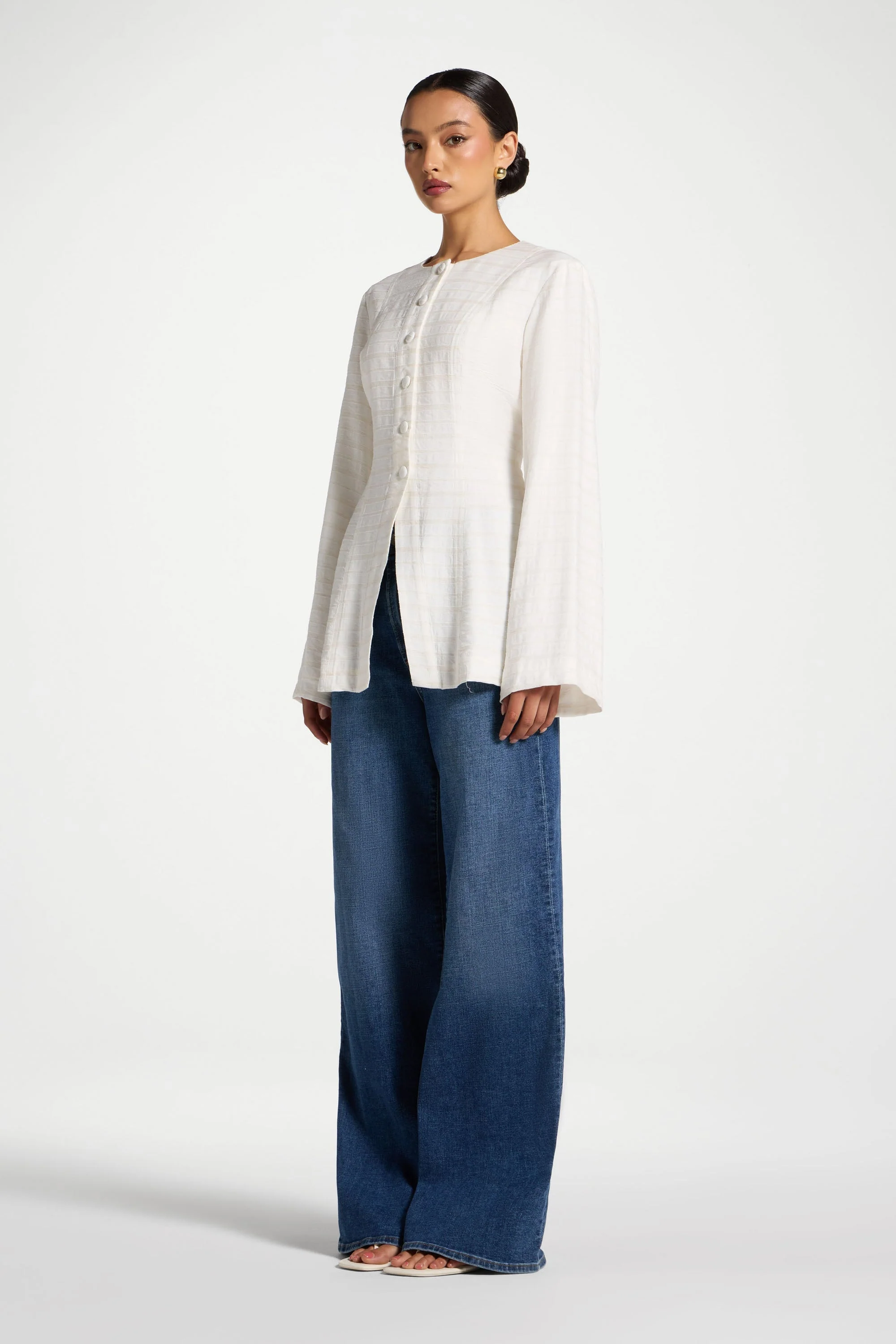 Alice Lace Up Back Top - Natural - Image 5