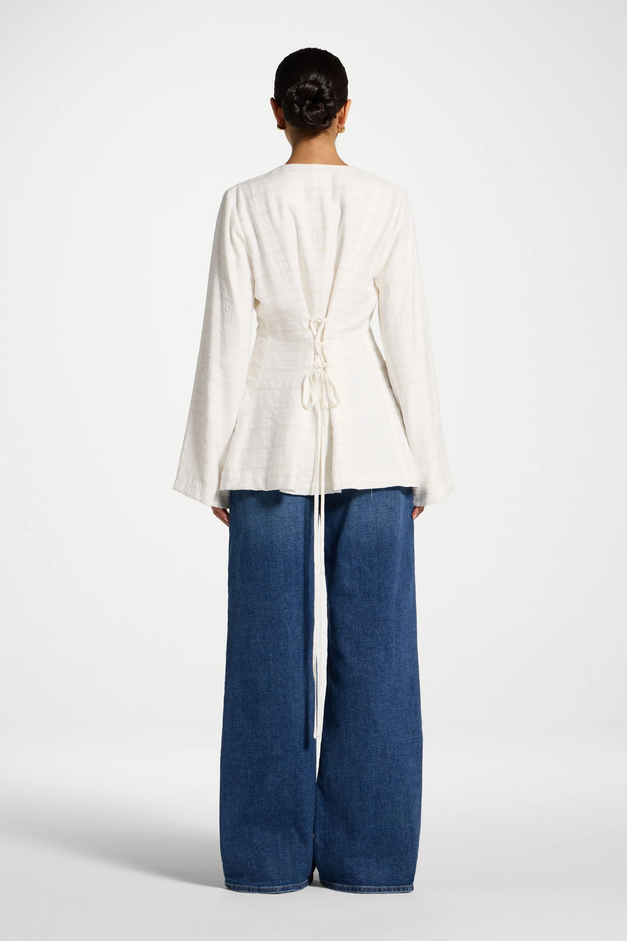 Alice Lace Up Back Top - Natural - Image 7