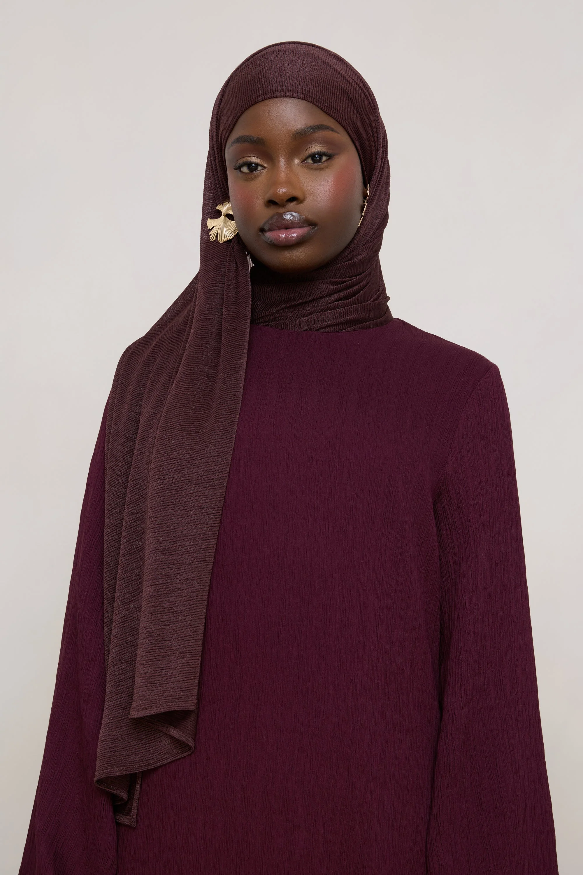 Stretch Stripe Hijab - Chocolate - Image 3