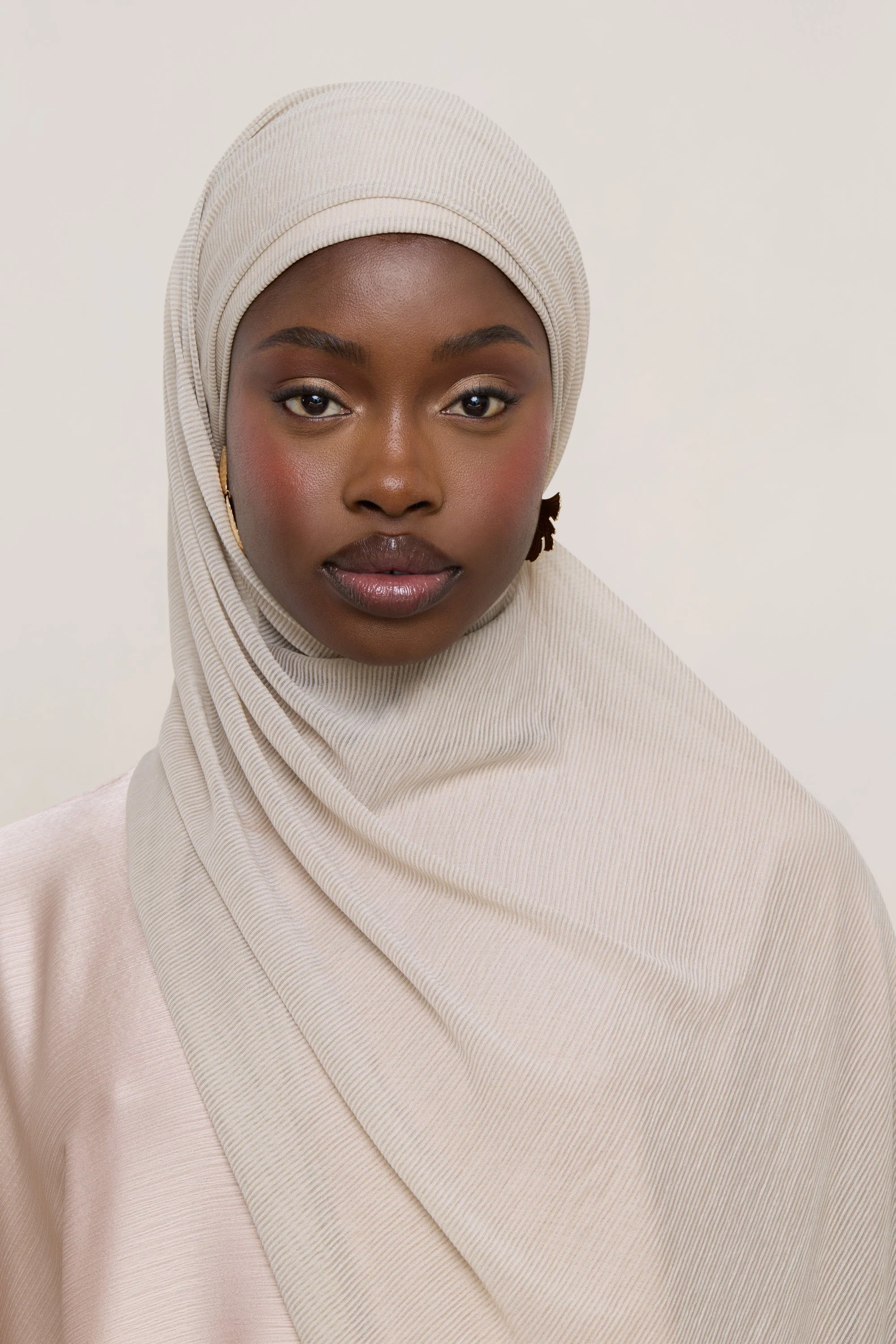 Stretch Stripe Hijab - Cloud - Image 2