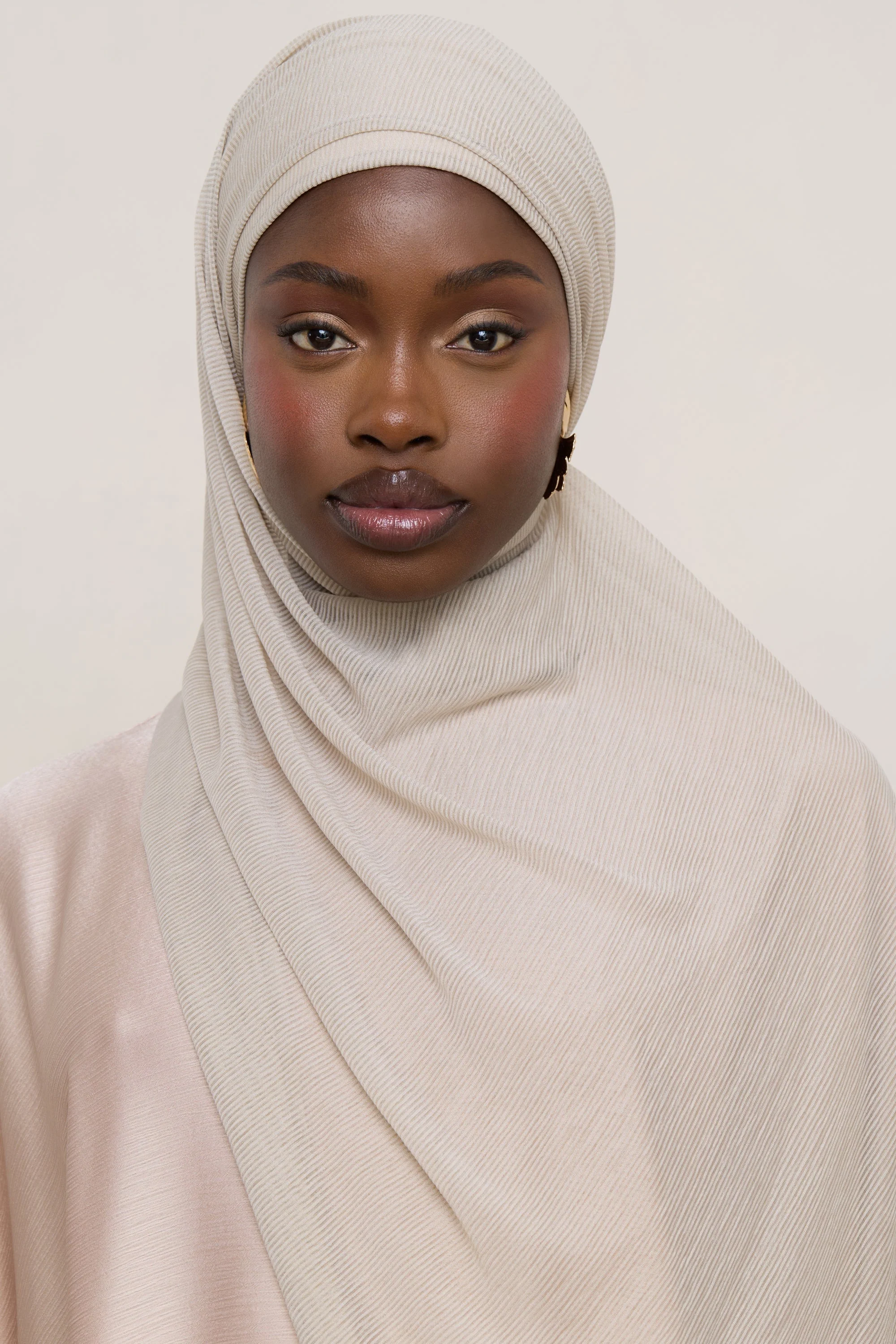 Stretch Stripe Hijab - Cloud - Image 3