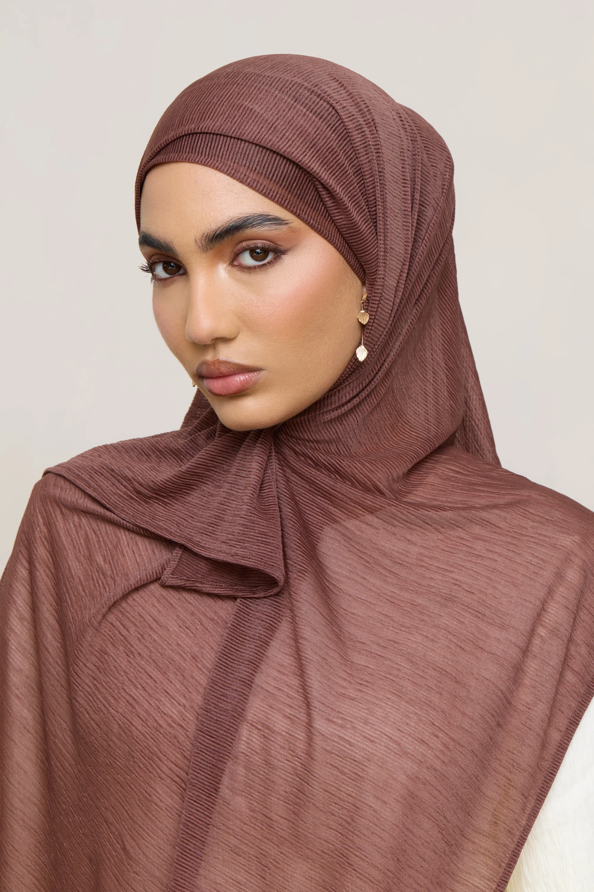 Stretch Stripe Hijab - Cocoa - Image 3