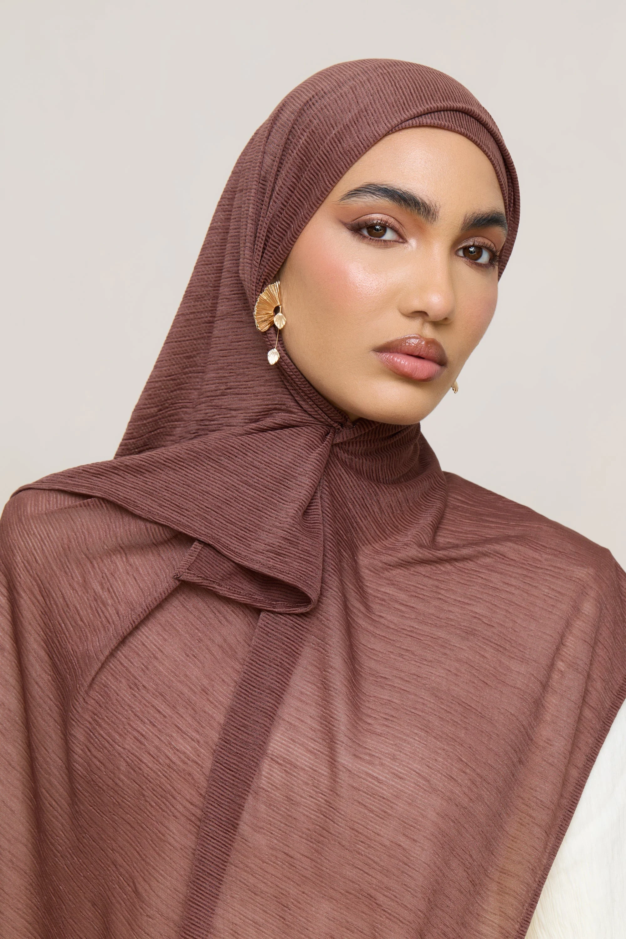 Stretch Stripe Hijab - Cocoa - Image 4