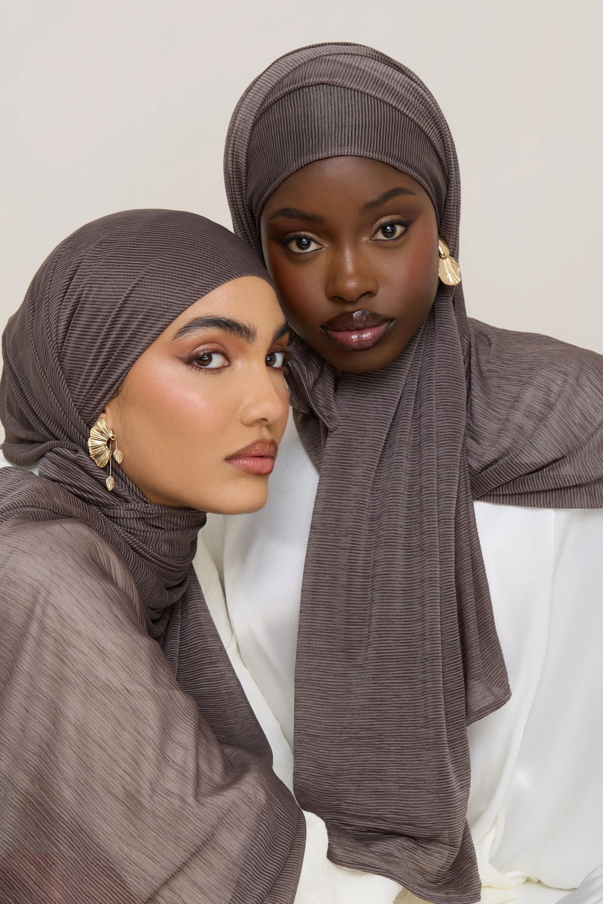 Stretch Stripe Hijab - Coffee Quartz
