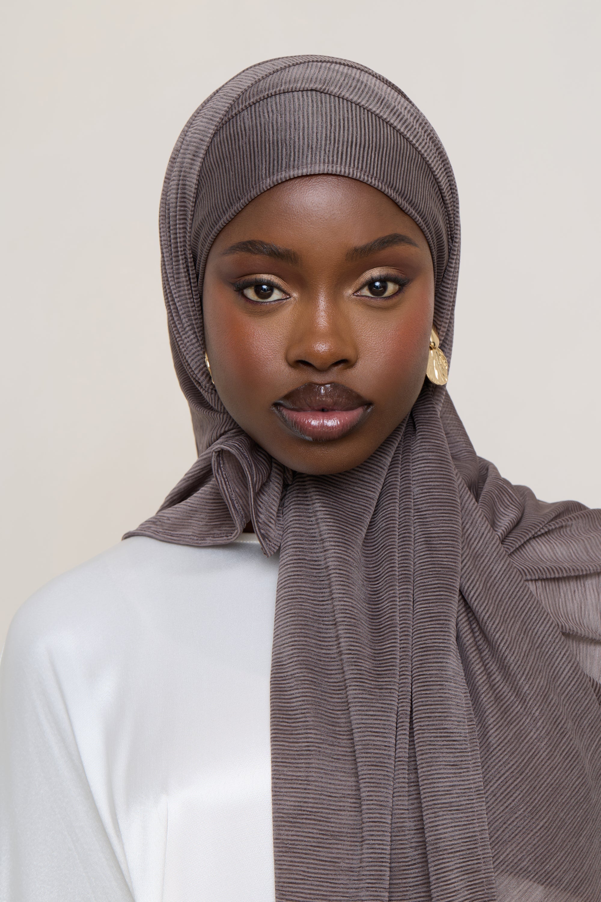 Stretch Stripe Hijab - Coffee Quartz - Image 2