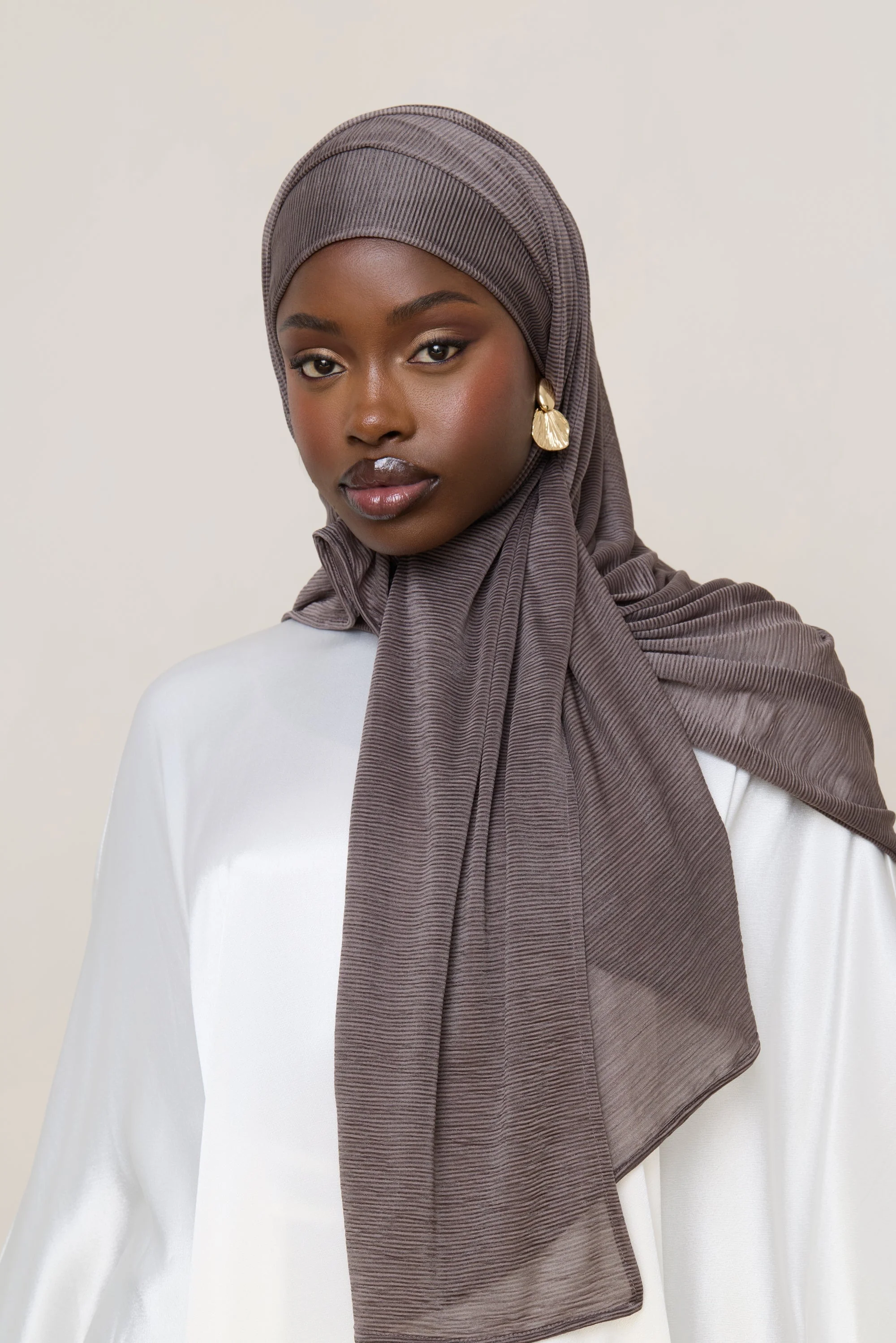 Stretch Stripe Hijab - Coffee Quartz - Image 9
