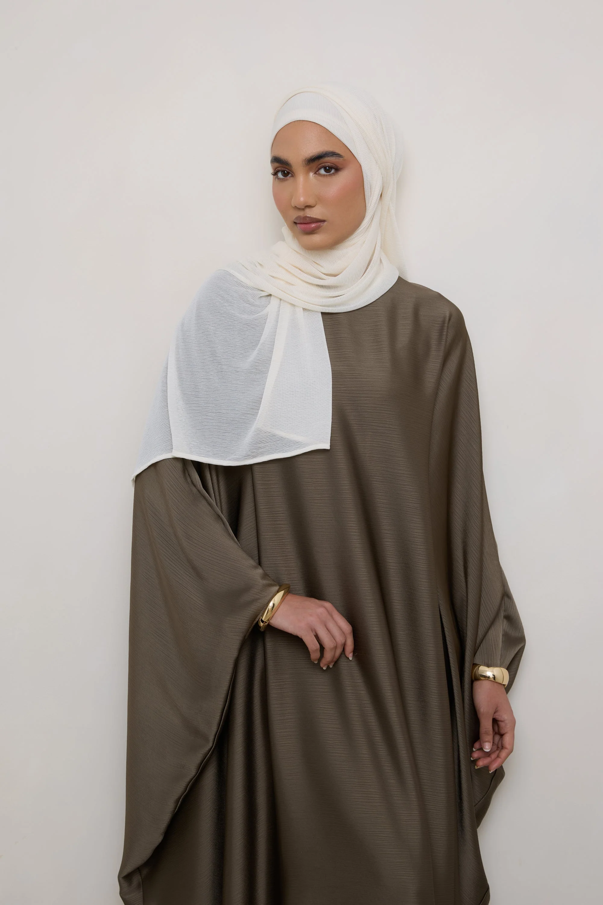 Stretch Stripe Hijab - Ivory - Image 2