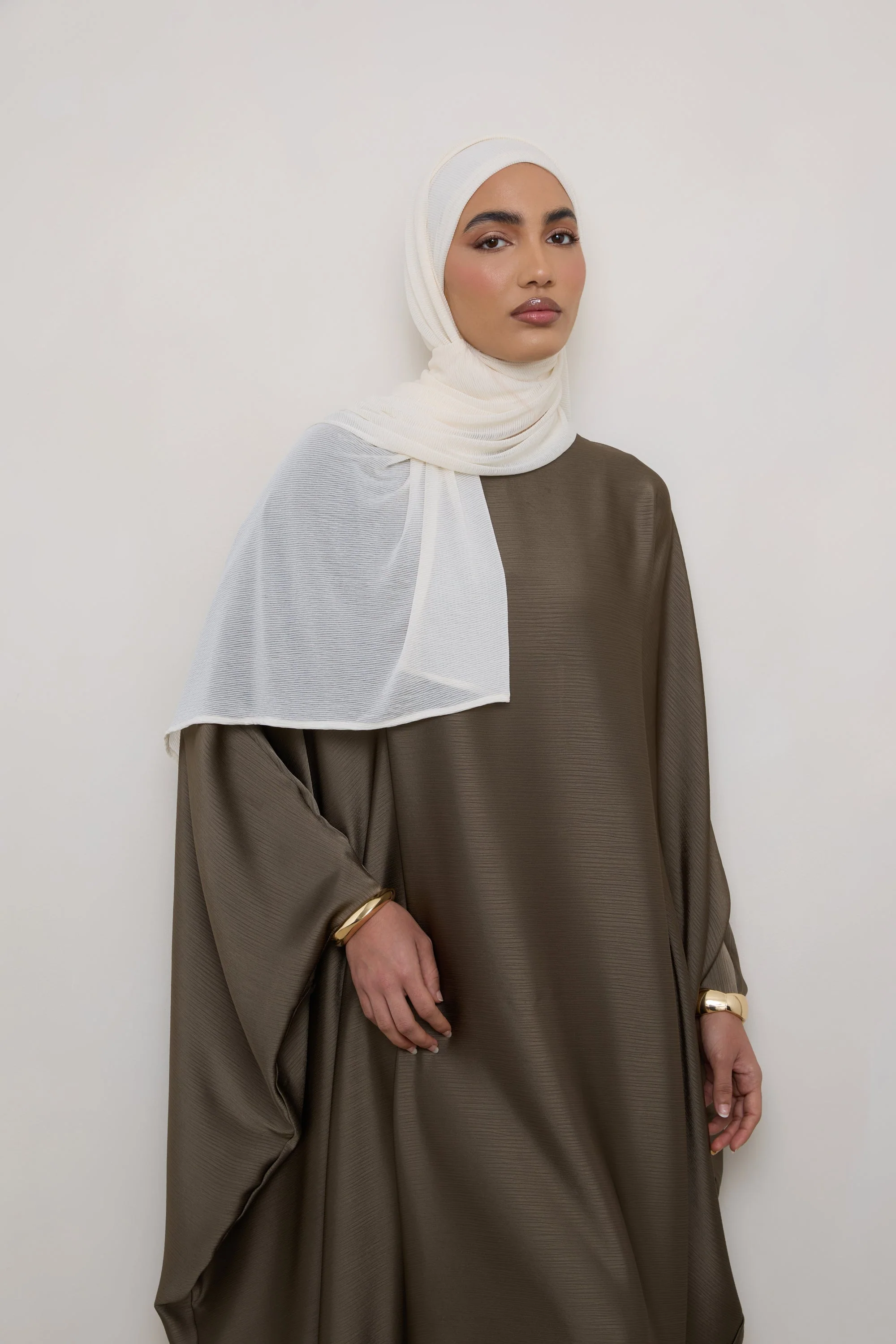 Stretch Stripe Hijab - Ivory - Image 4