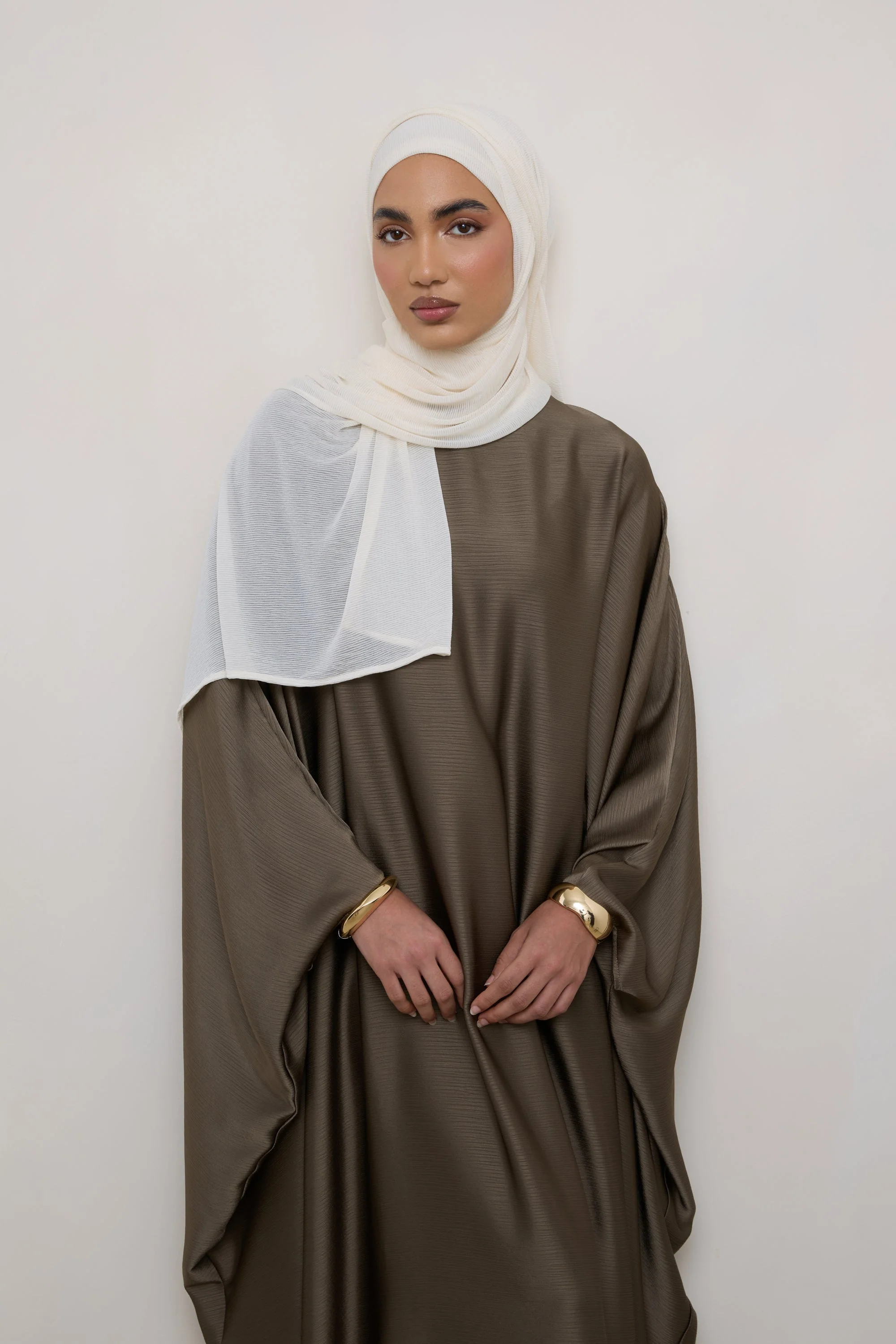 Stretch Stripe Hijab - Ivory - Image 5