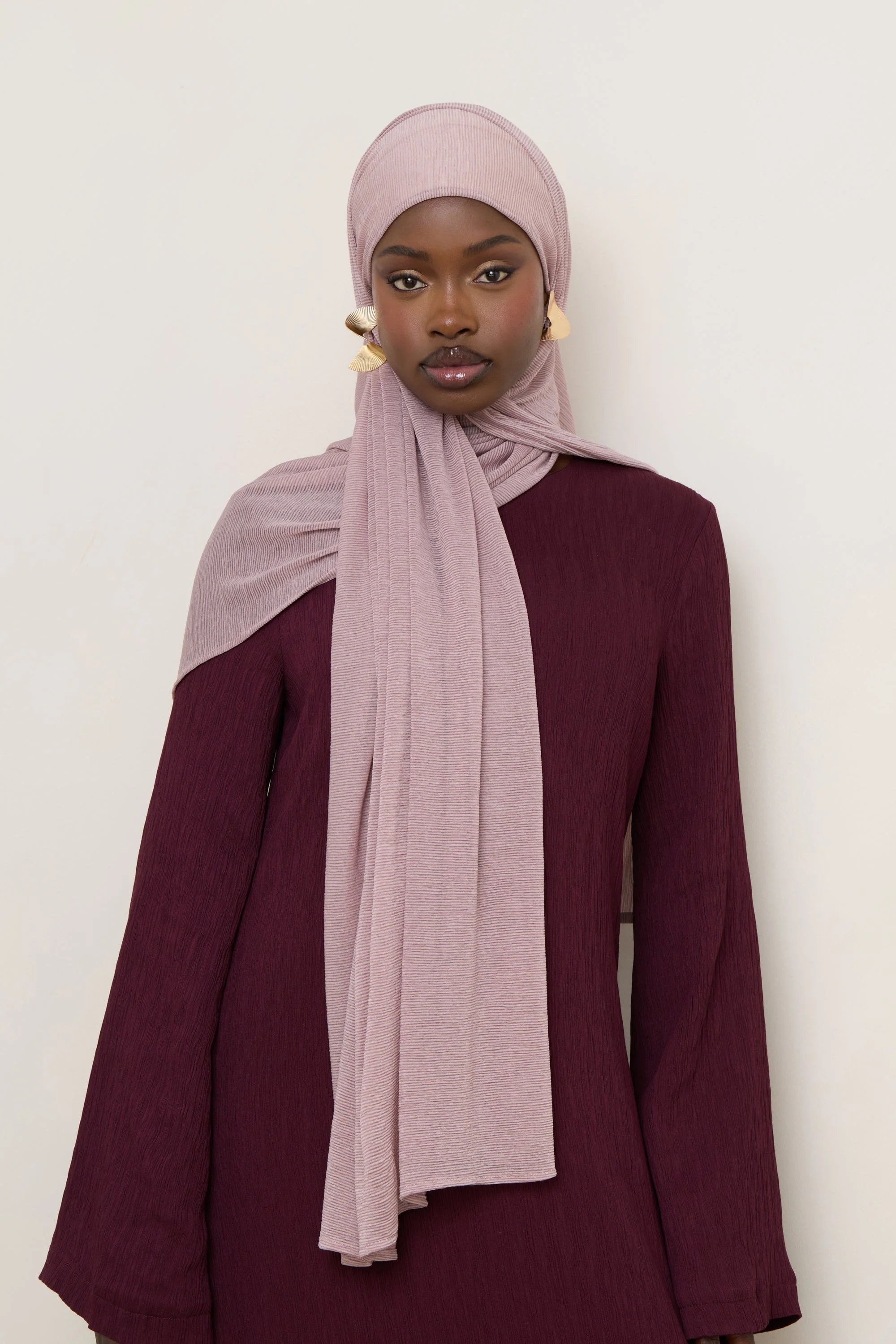 Stretch Stripe Hijab - Milky Pink - Image 2