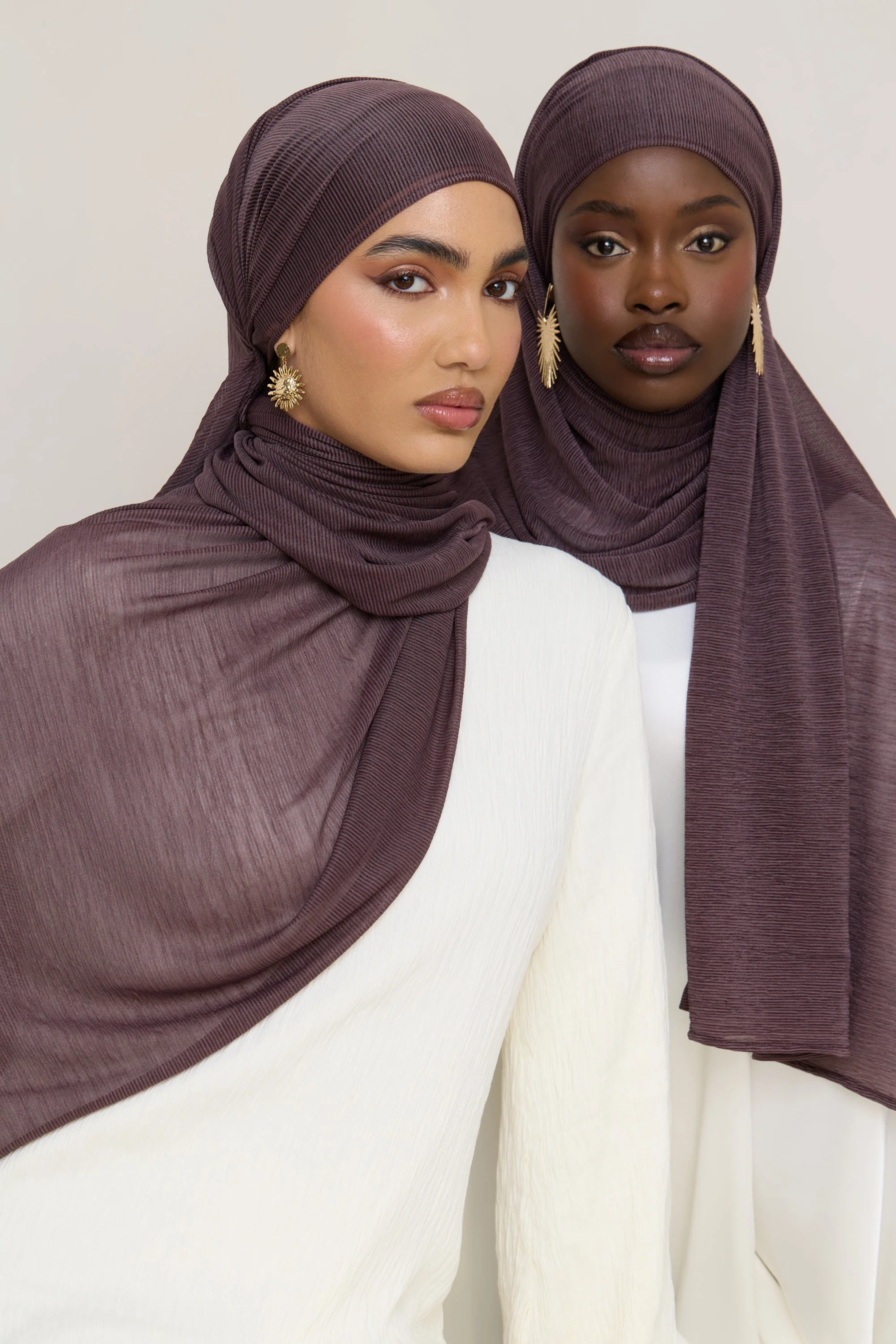 Stretch Stripe Hijab - Plum - Image 10