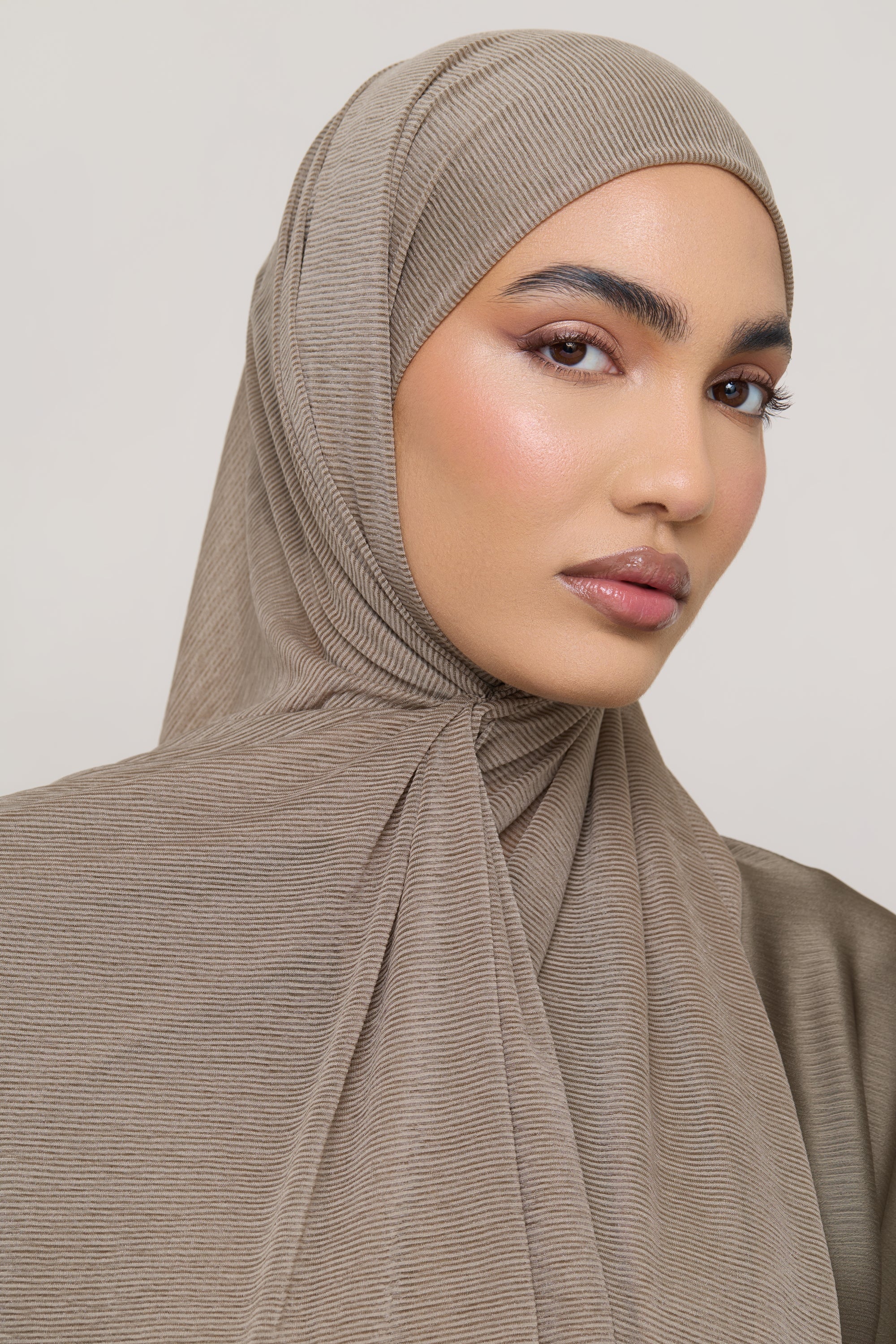 Stretch Stripe Hijab - Zaytoon - Image 3