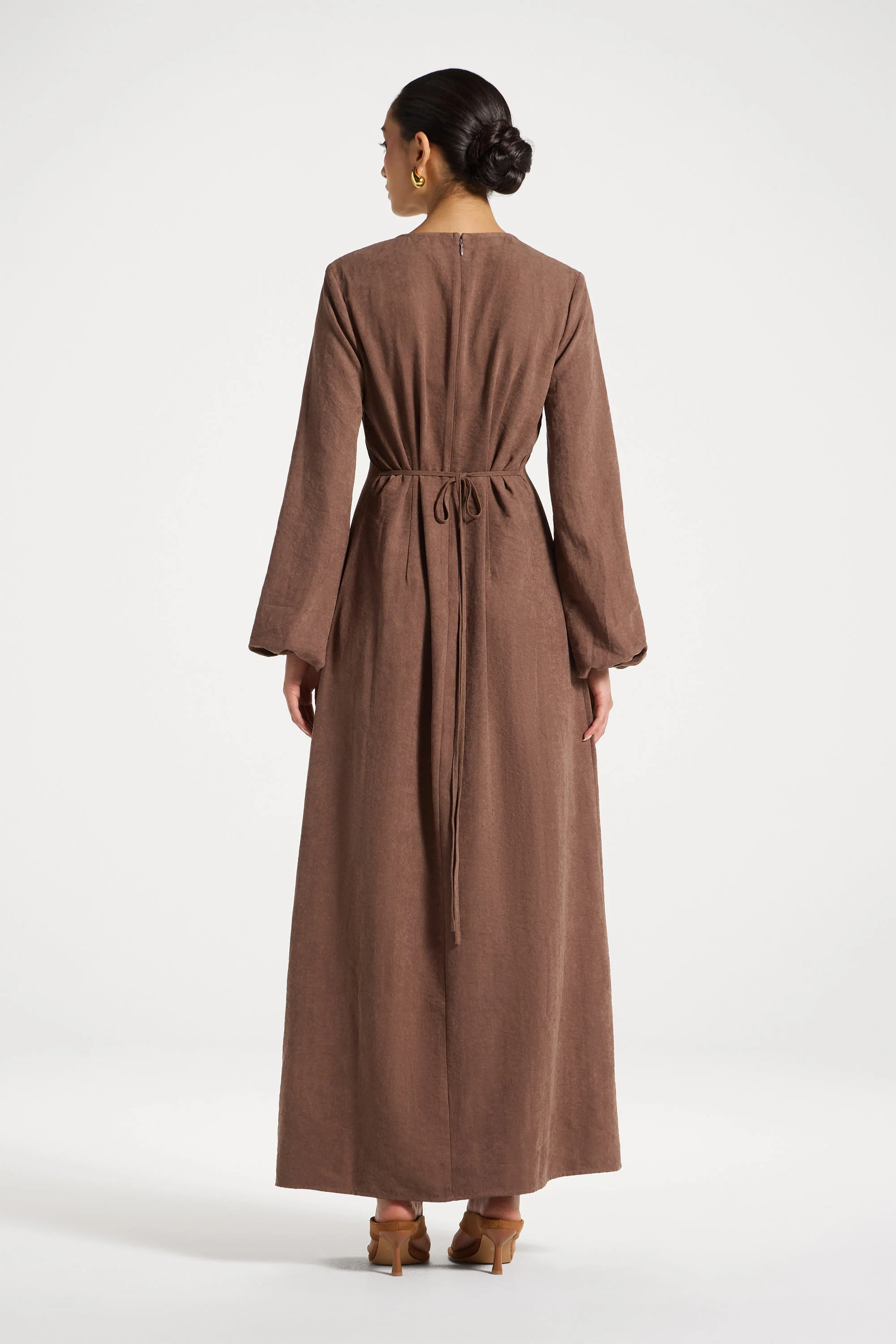 Suede Maxi Dress - Coffee - Image 3