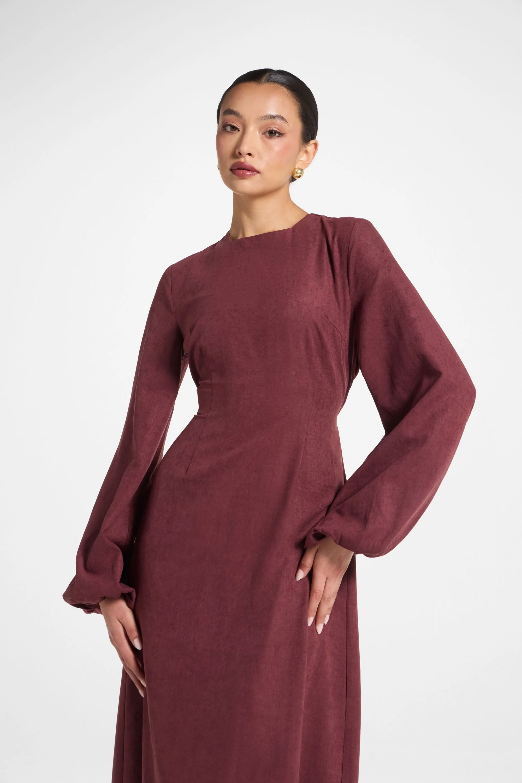 Suede Maxi Dress - Fig - Image 2