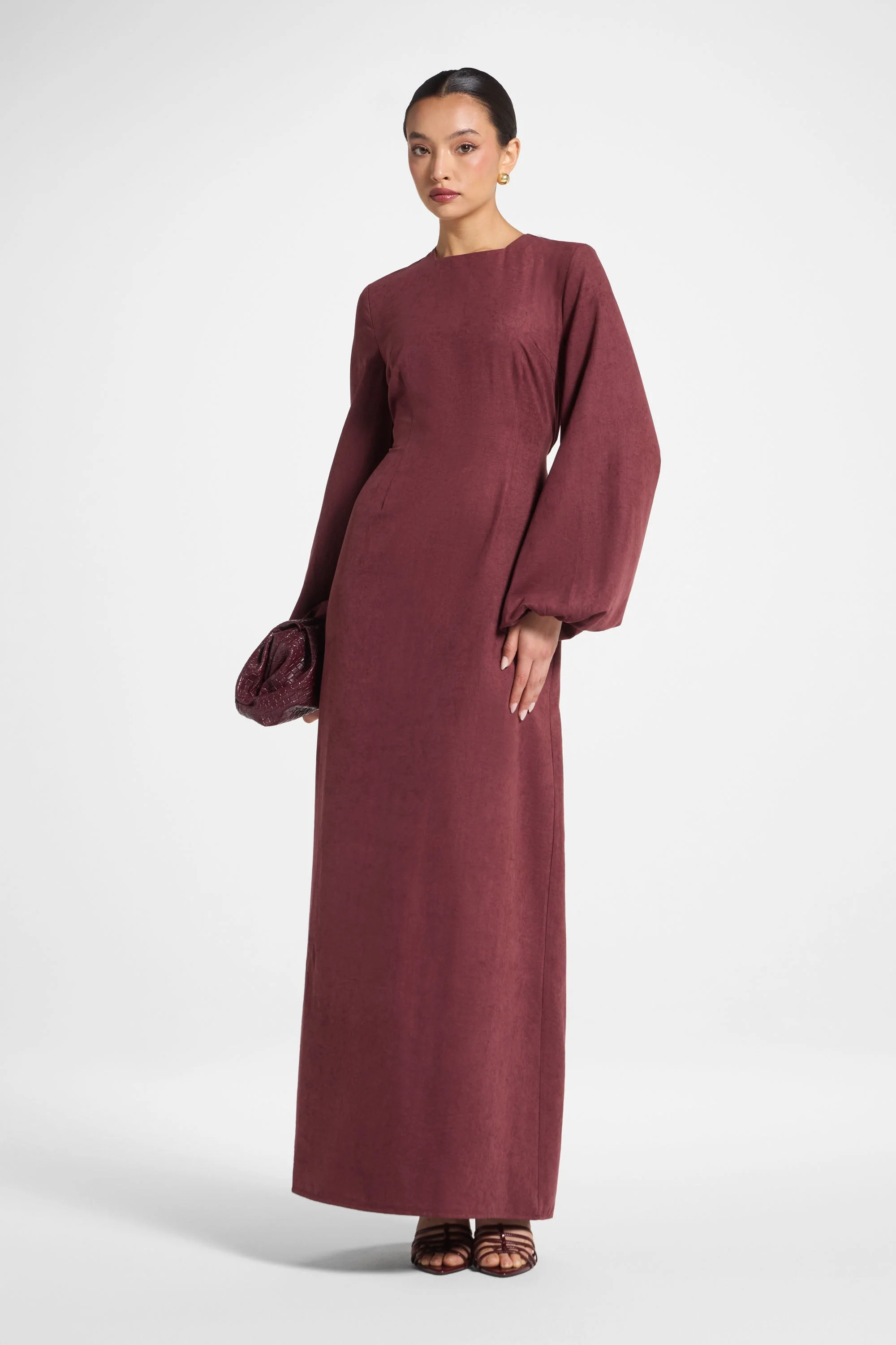 Suede Maxi Dress - Fig - Image 3