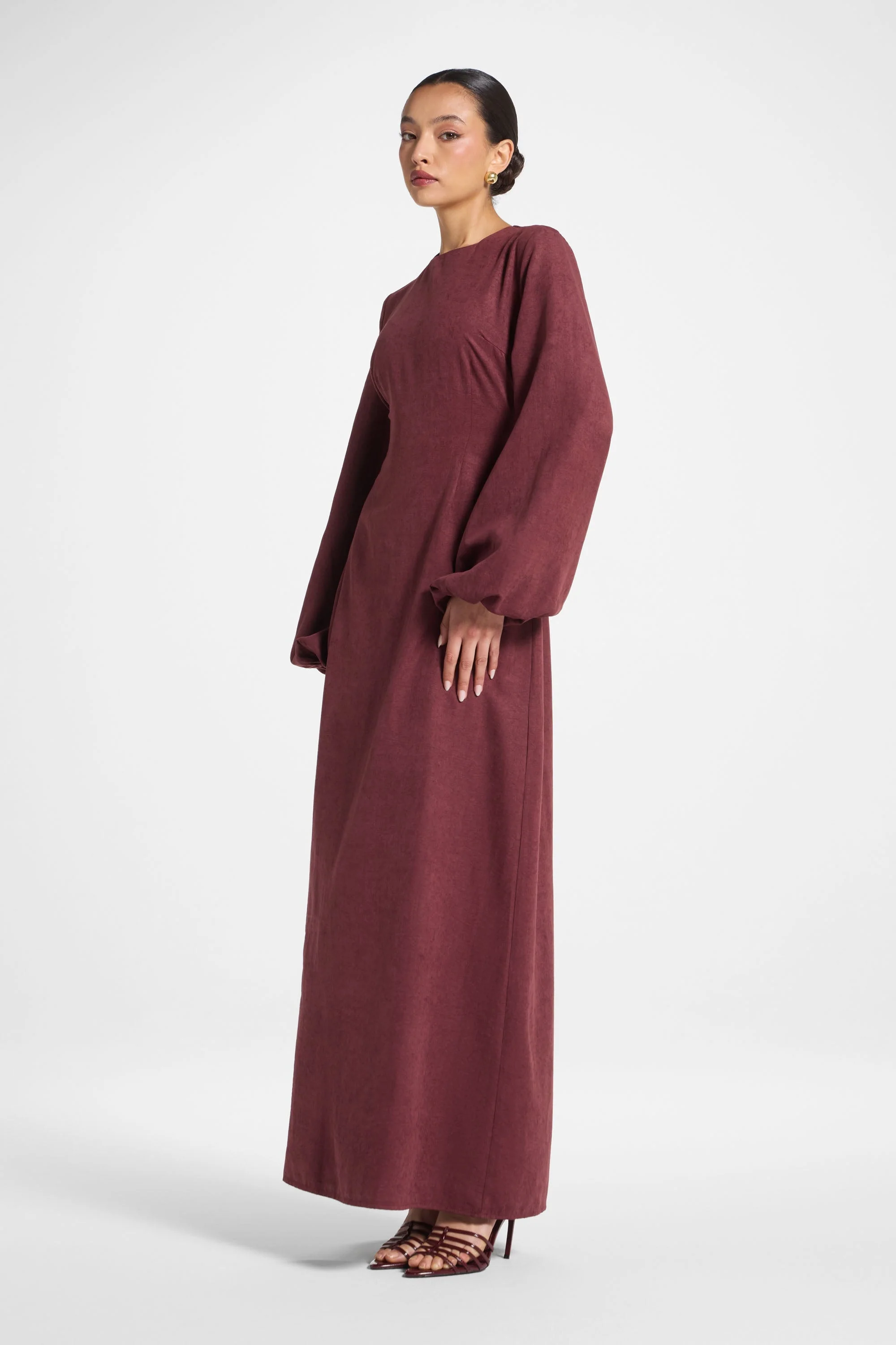 Suede Maxi Dress - Fig - Image 4