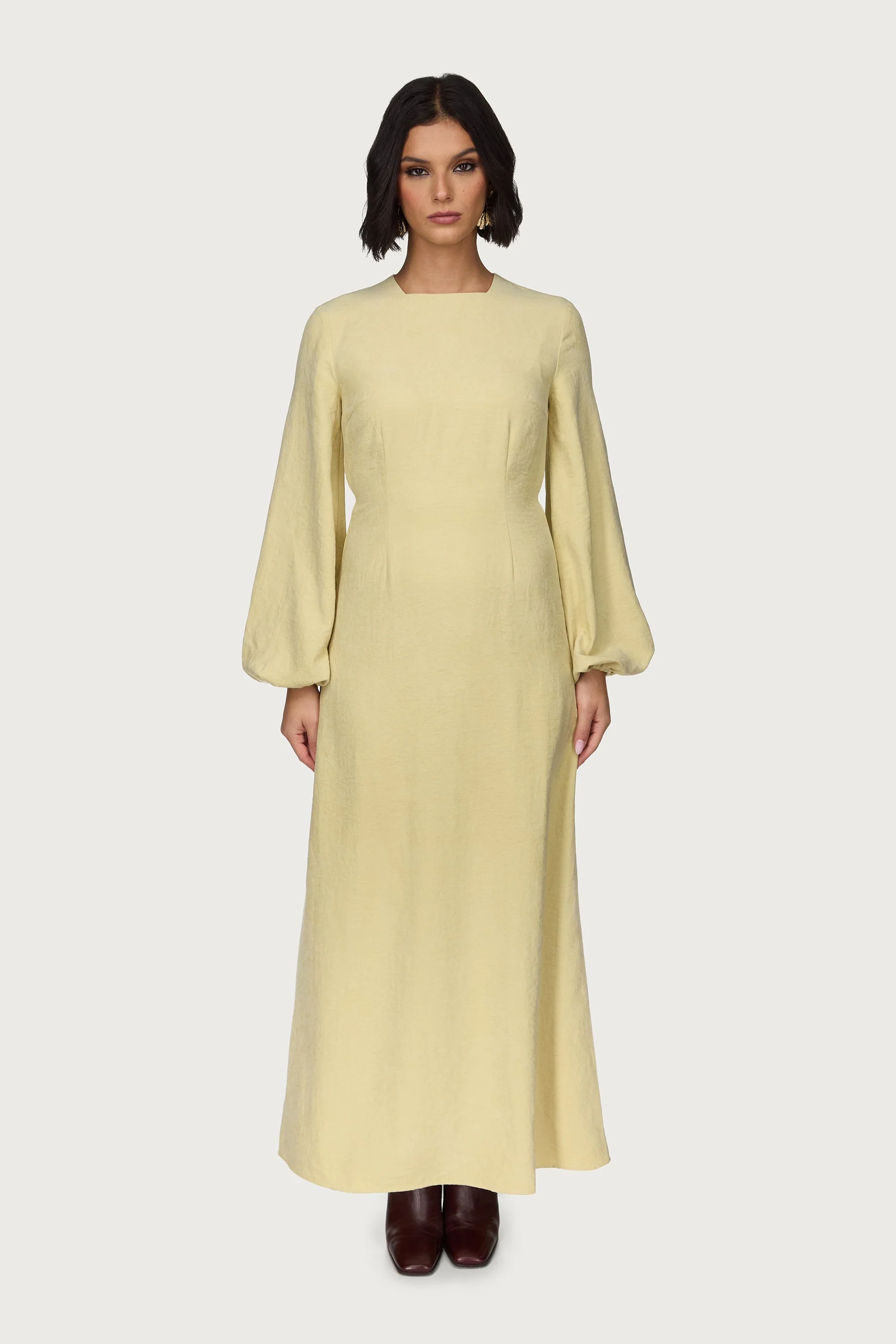 Suede Maxi Dress - Wheat - Image 3