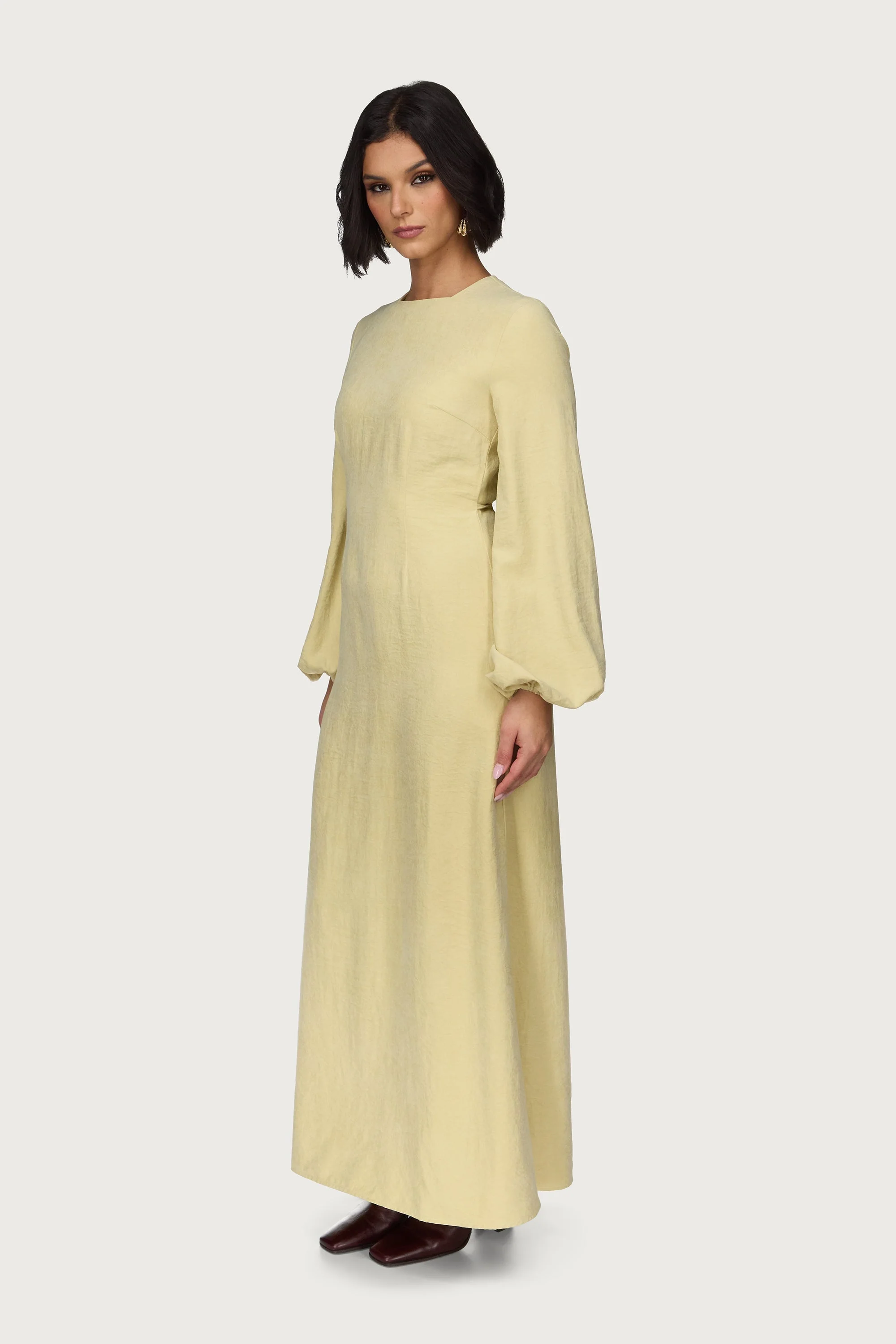 Suede Maxi Dress - Wheat - Image 5
