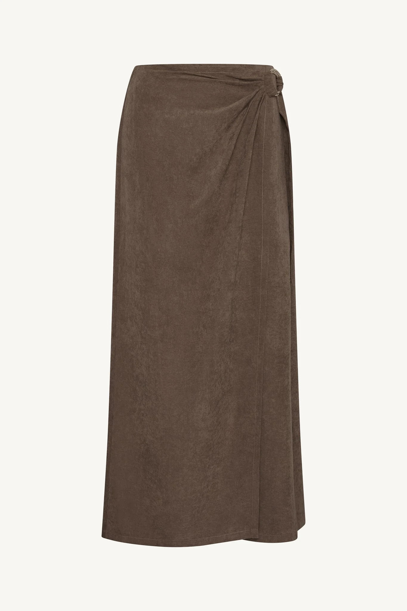 Suede Wrap Skirt - Coffee - Image 6