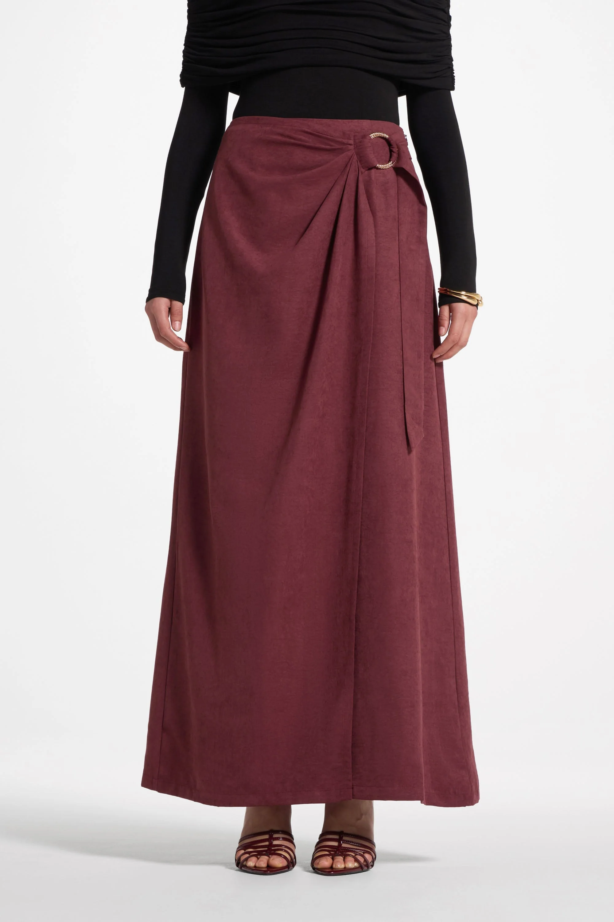 Suede Wrap Skirt - Fig - Image 8