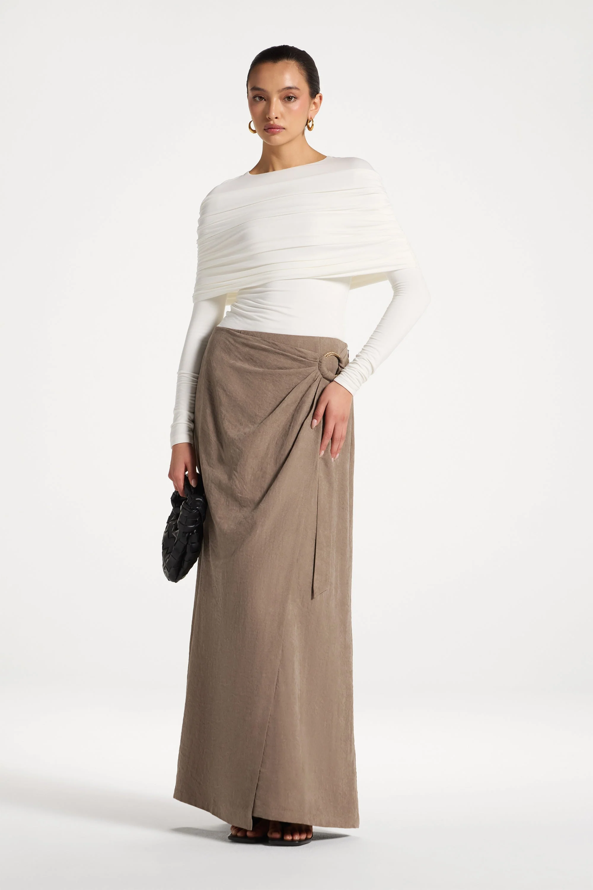 Suede Wrap Skirt - Pebble - Image 3