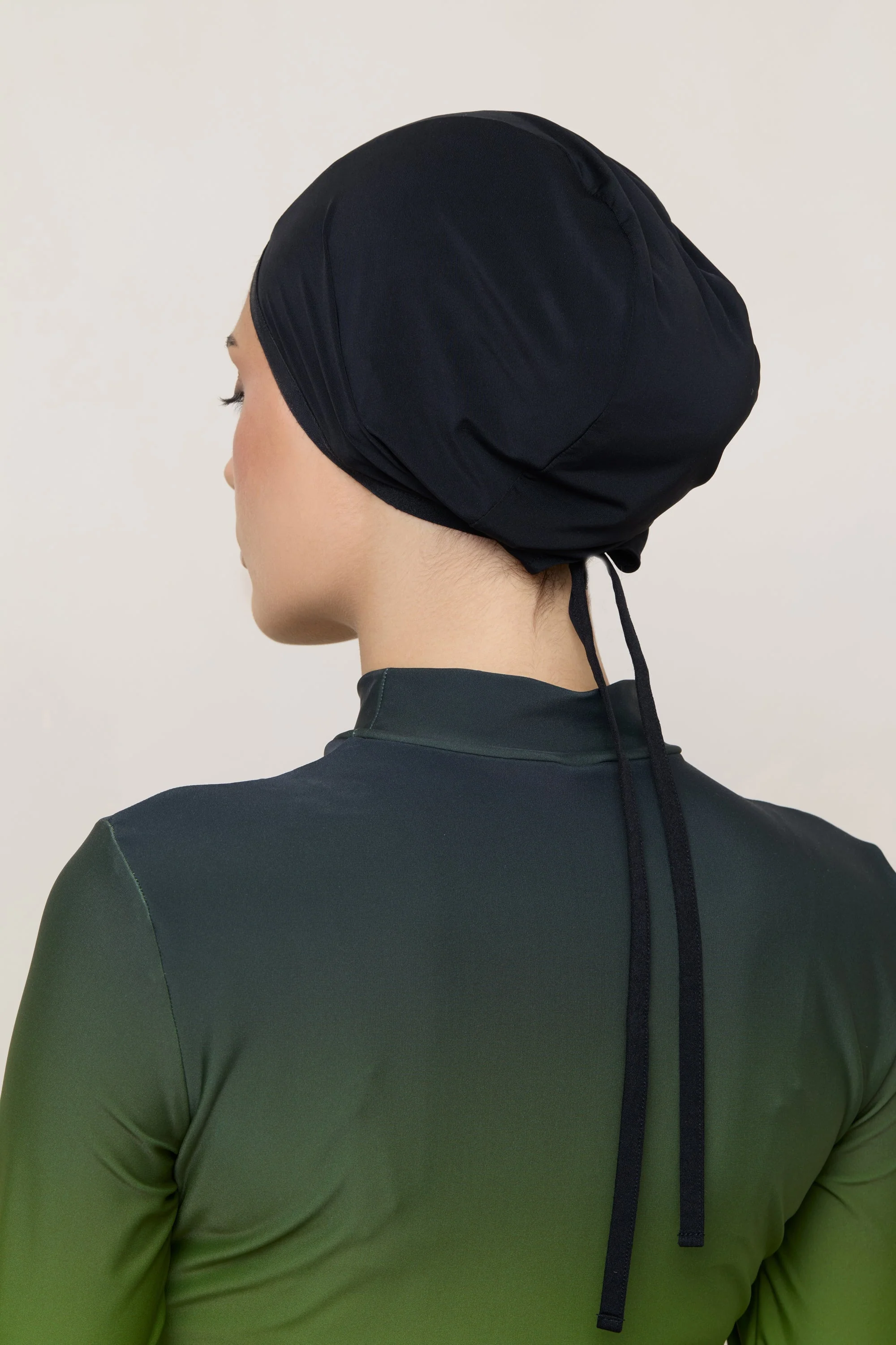Swim Hijab & Cap Set - Black - Image 6