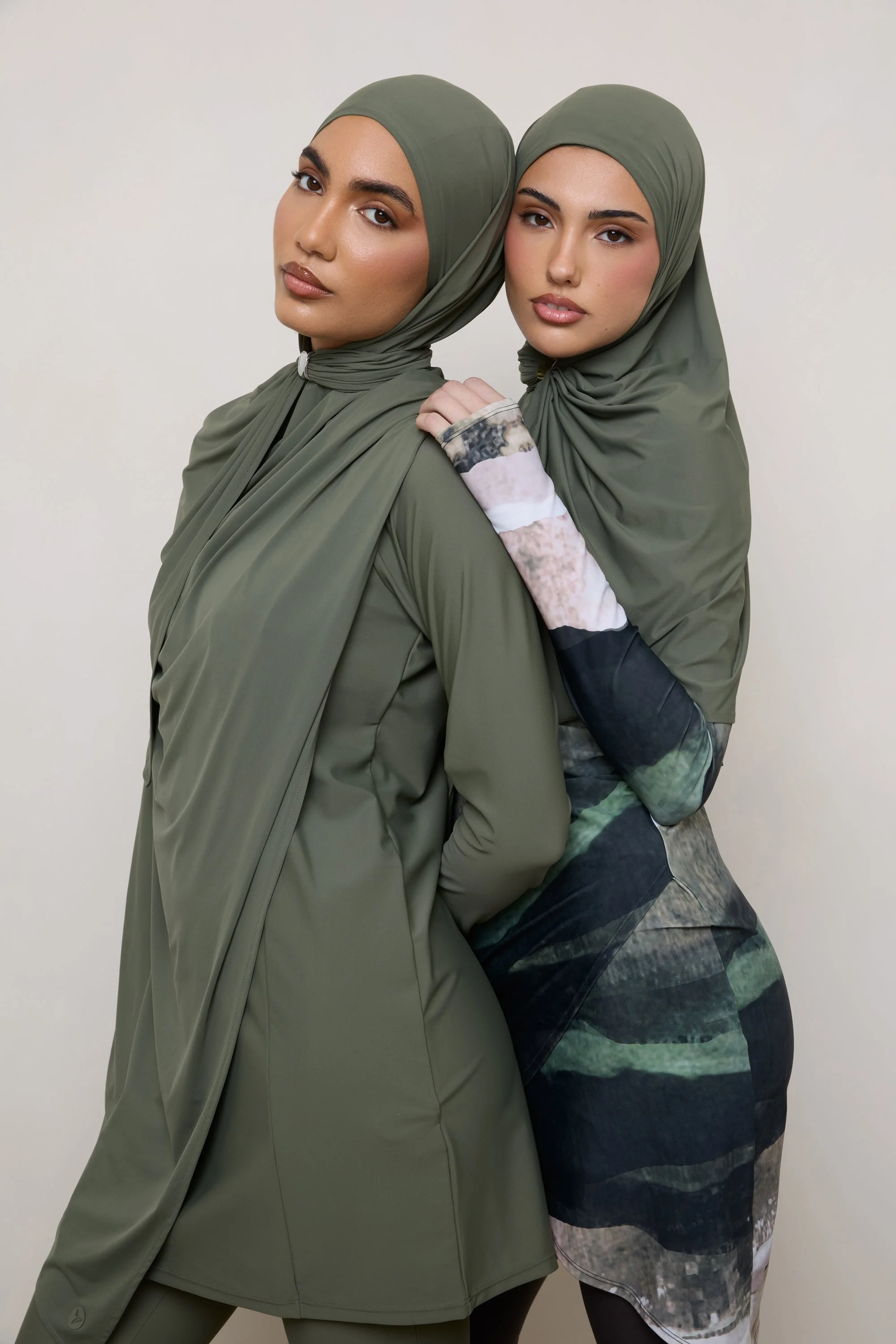 Swim Hijab & Cap Set - Dusty Olive
