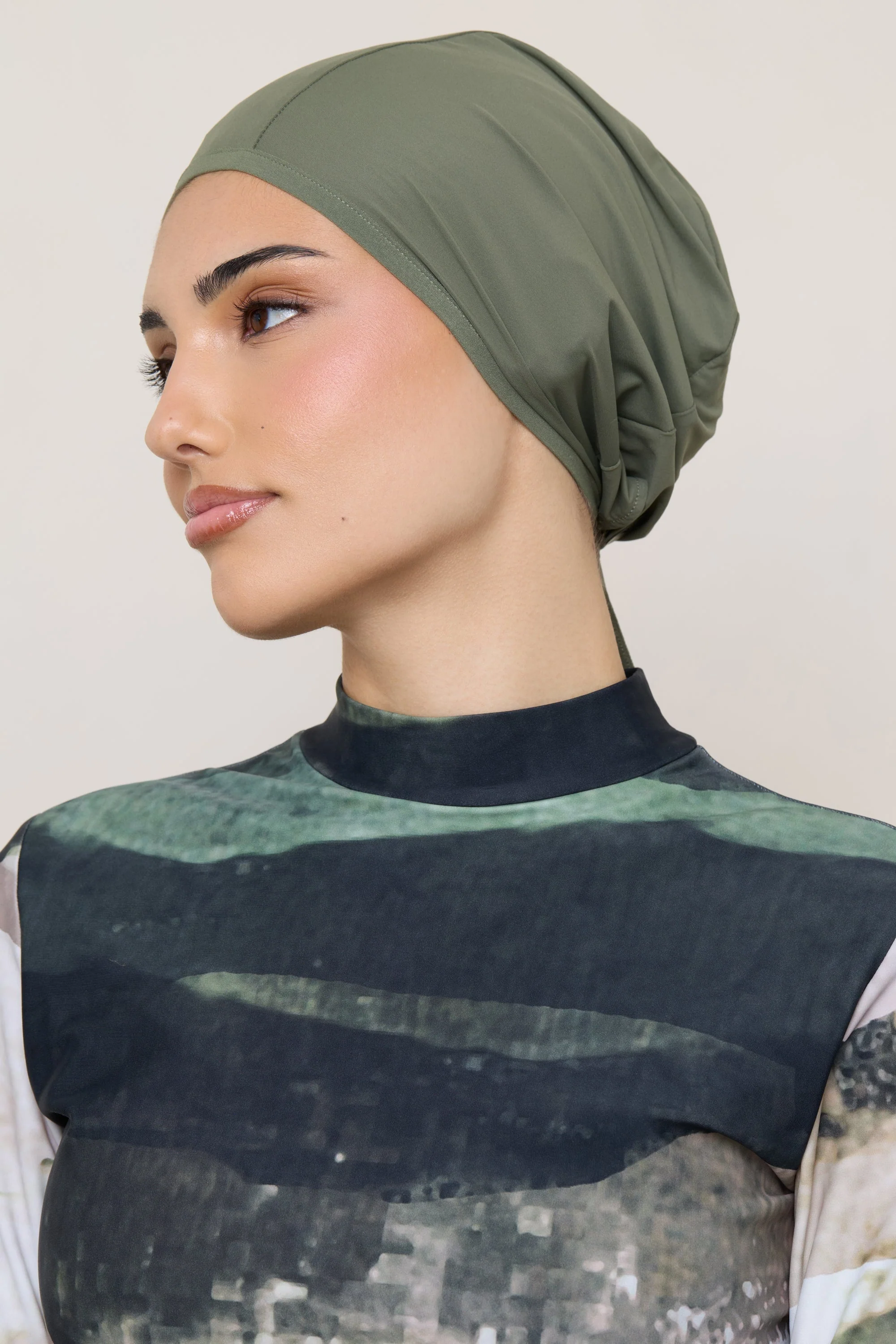 Swim Hijab & Cap Set - Dusty Olive - Image 5