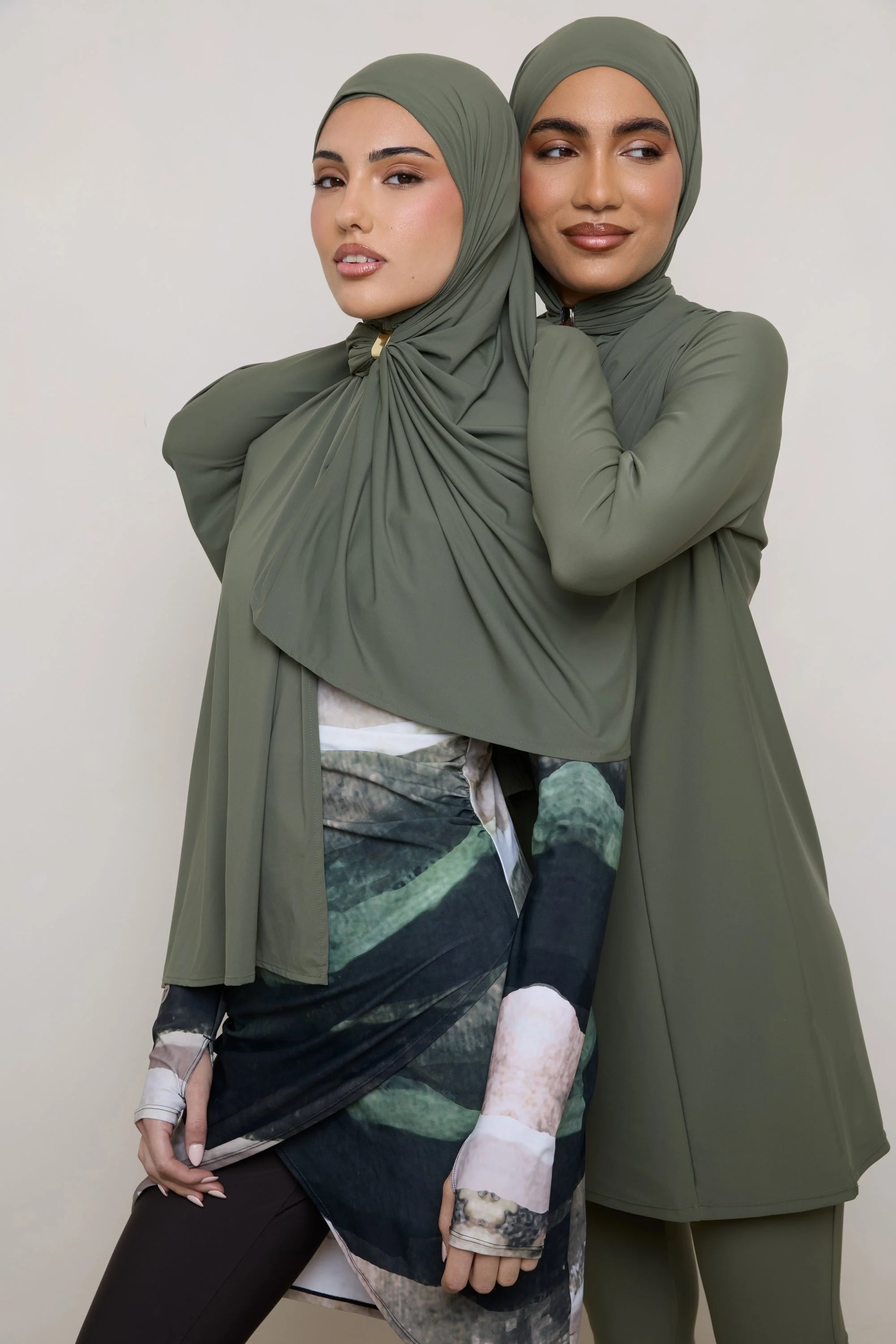 Swim Hijab & Cap Set - Dusty Olive - Image 9