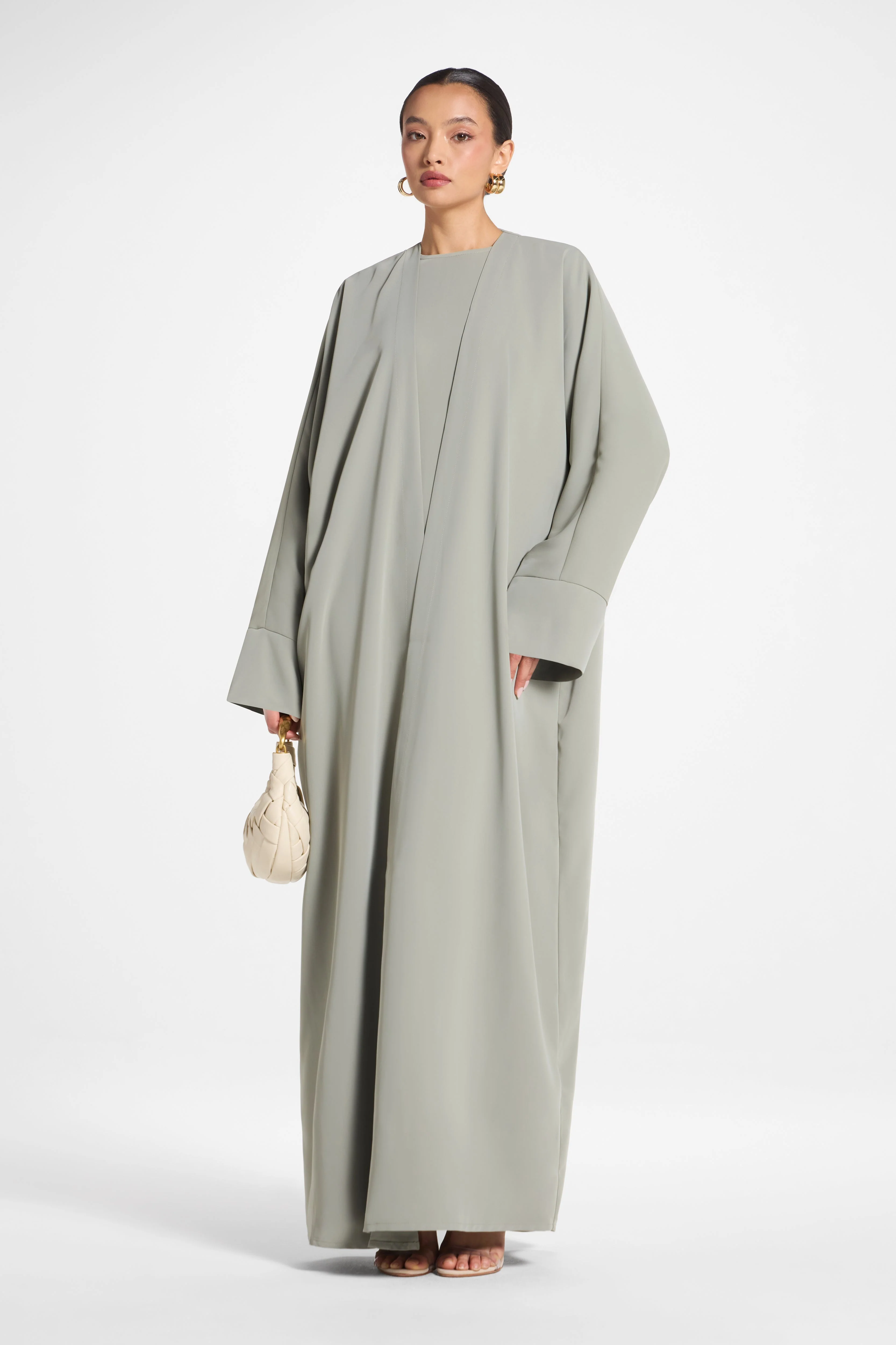 Signature Open Abaya - Dusty Olive - Image 3