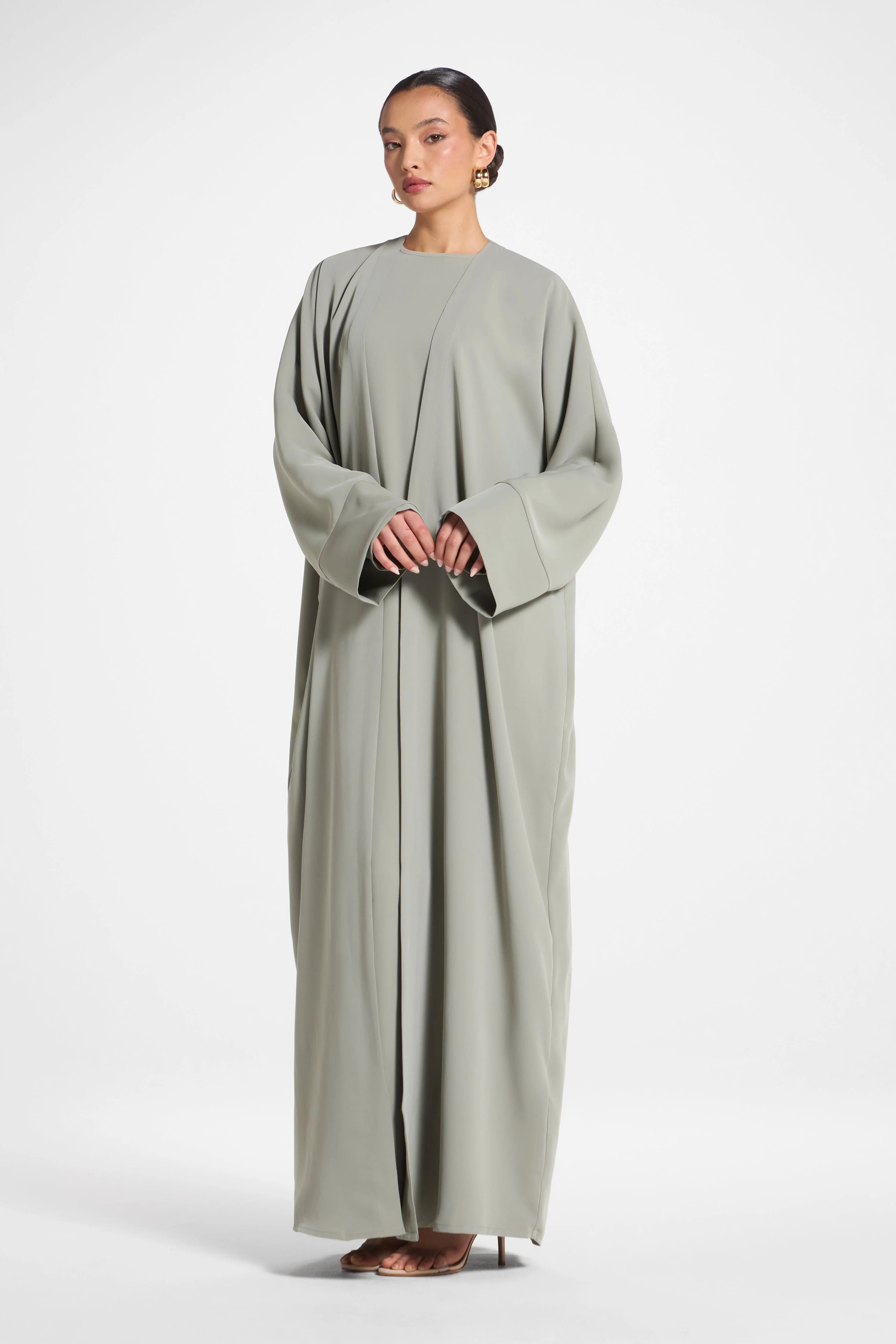 Signature Open Abaya - Dusty Olive - Image 4