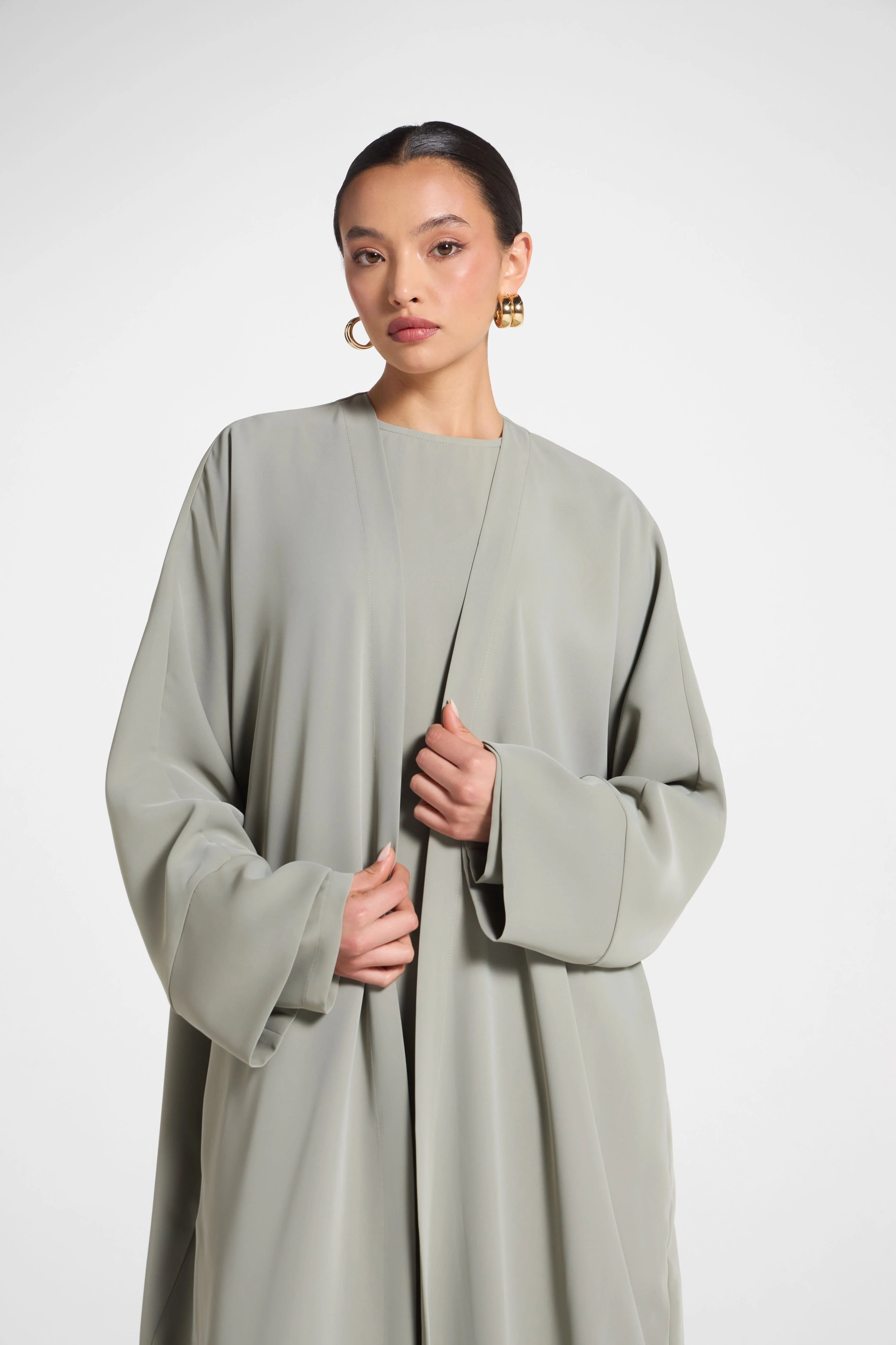 Signature Open Abaya - Dusty Olive - Image 6